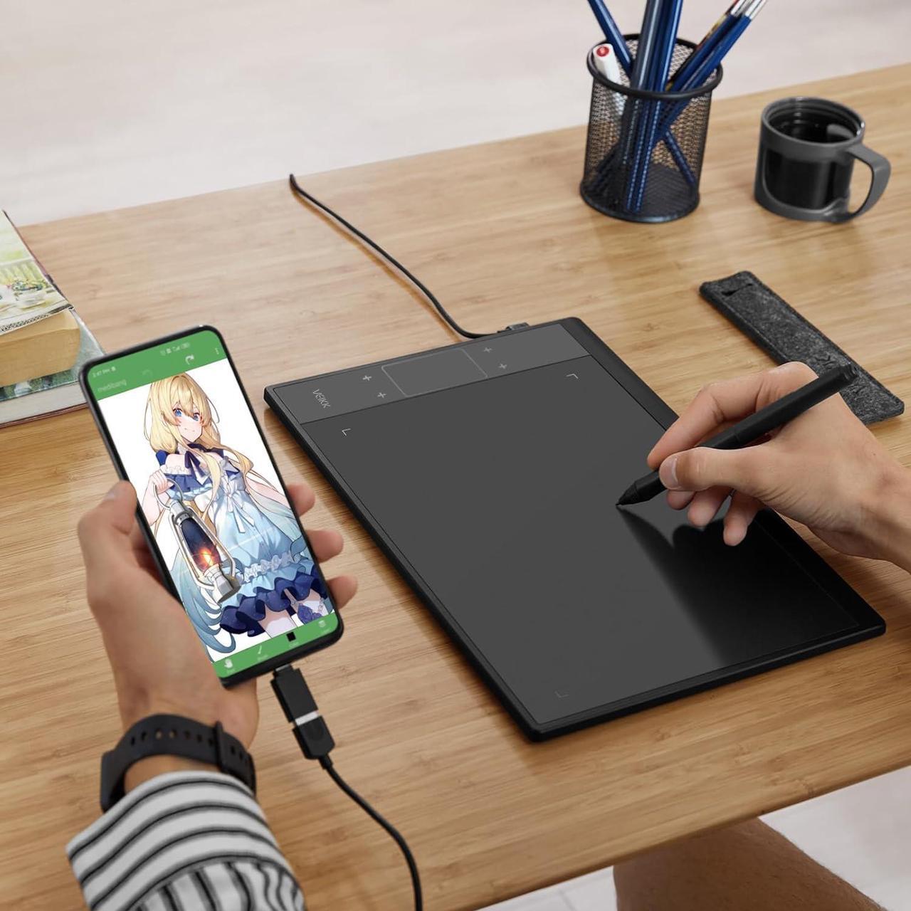 Alt view image 3 of 7 - VEIKK A30 V2 Drawing Tablet 10x6 Inch Graphics Tablet with Battery-Free Pen and 8192 Professional Levels Pressure