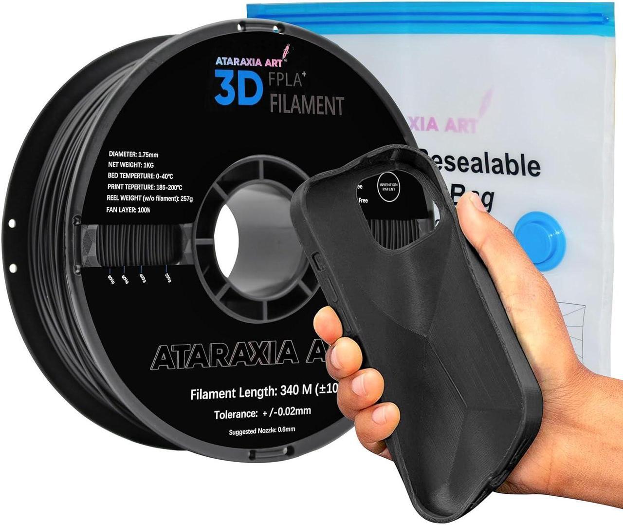 Main image of Flexible PLA Filament 1.75mm,Flexible 3D Printer PLA 1kg/2.2lb Spool, Better Than TPU,89A Shore Hardness,Patent Formula,Compatible Bowden Extruder,with Filament Storage Bags, FPLA Black