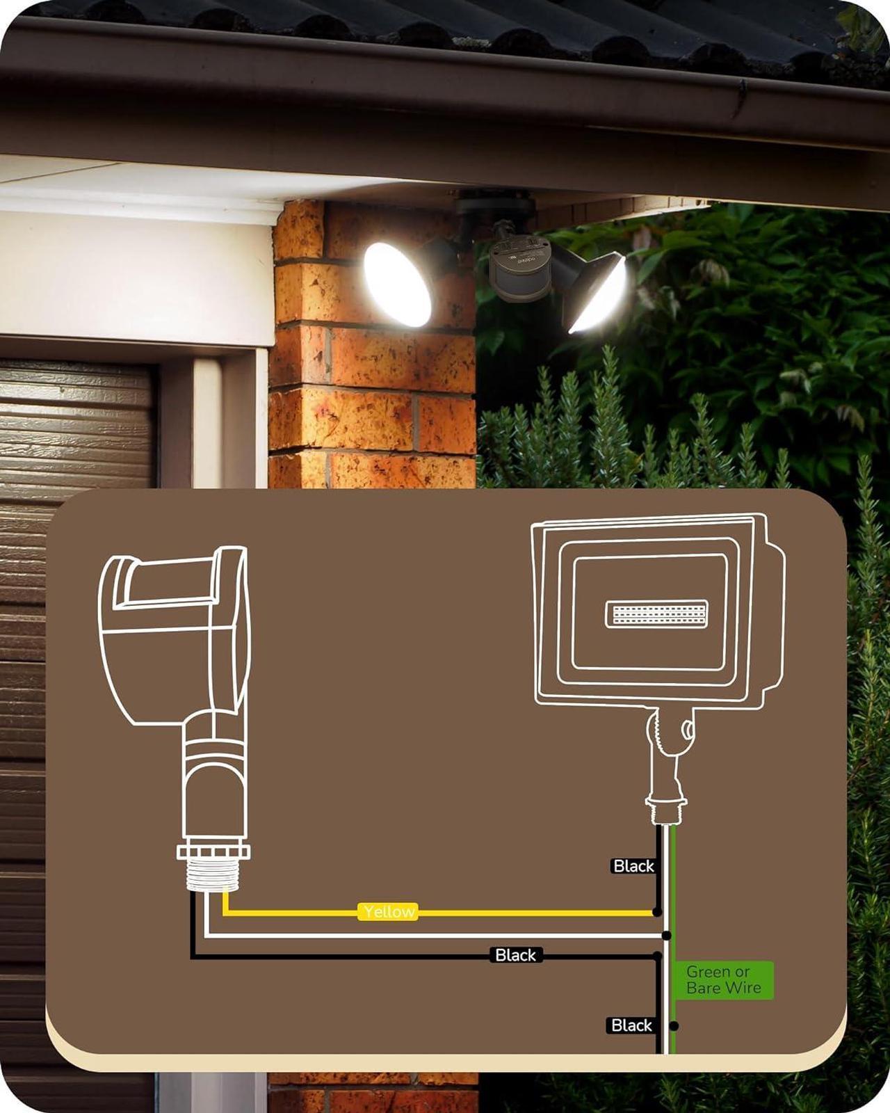 Alt view image 7 of 7 - EDISHINE Motion Sensor, Automatic Dusk to Dawn, 120V AC Motion PIR Sensor, Adjustable Delay Time & Detection Range, 180 Degree Replacement Motion Security Floodlight Sensor, Brown, UL Listed