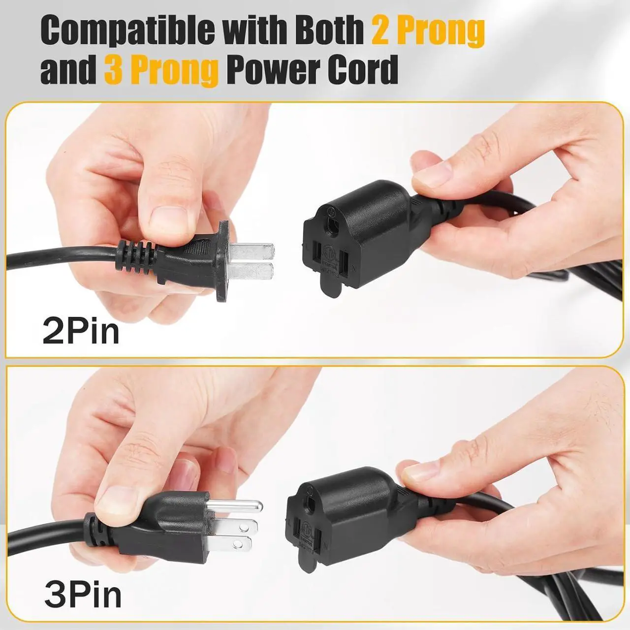 Alt view image 4 of 6 - 3 Prong 1 to 4 Outlet Power Cord Splitter Cord,Indoor Outdoor Cable Strip Outlet Saver,Power Extension Cable,SJT 16AWG,UL Approved for Computer, LED Stage Light(20 Inch, Black)