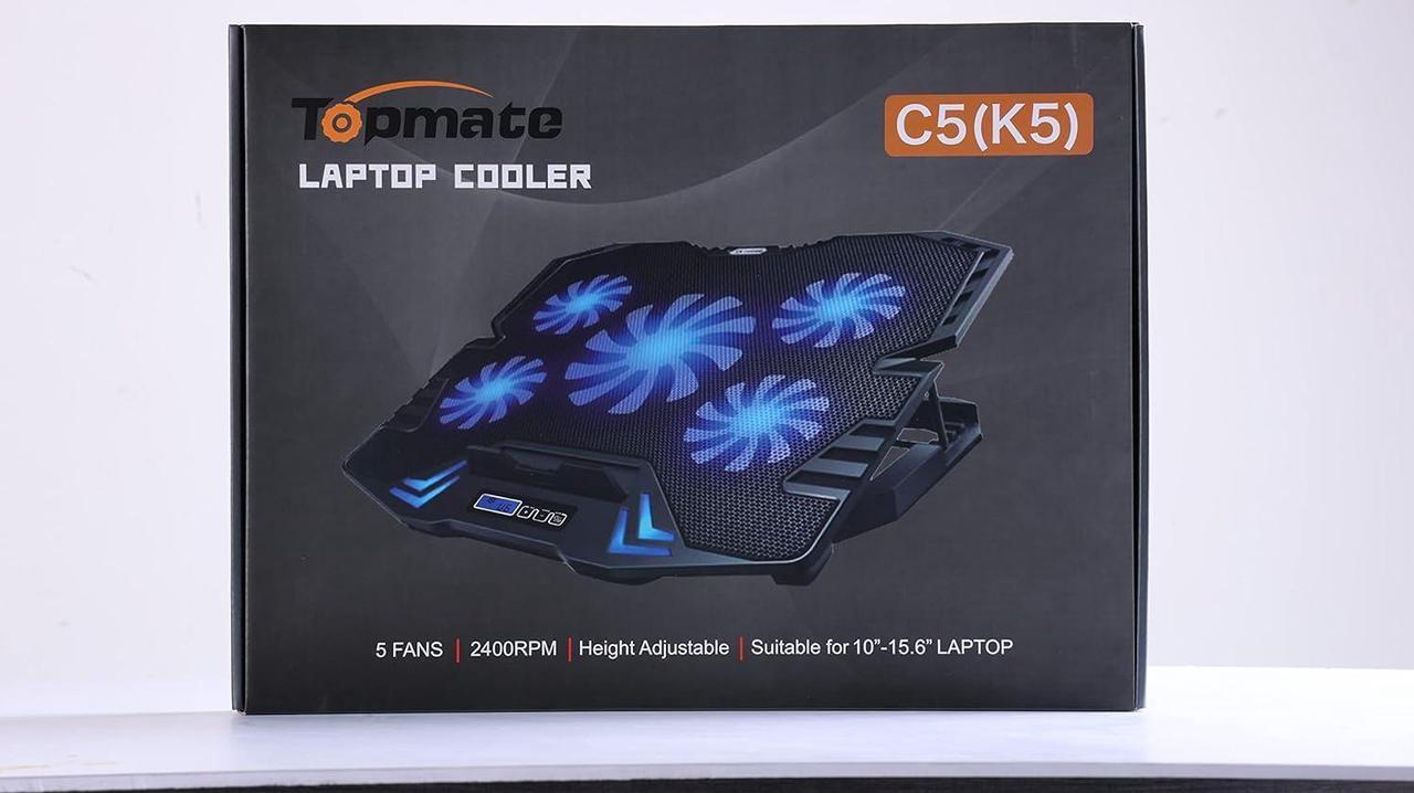 Alt view image 7 of 7 - TopMate C5 12-15.6 inch Gaming Laptop Cooler Cooling Pad | 5 Quiet Fans and LCD Screen | 2500RPM Strong Wind Designed for Gamers and Office