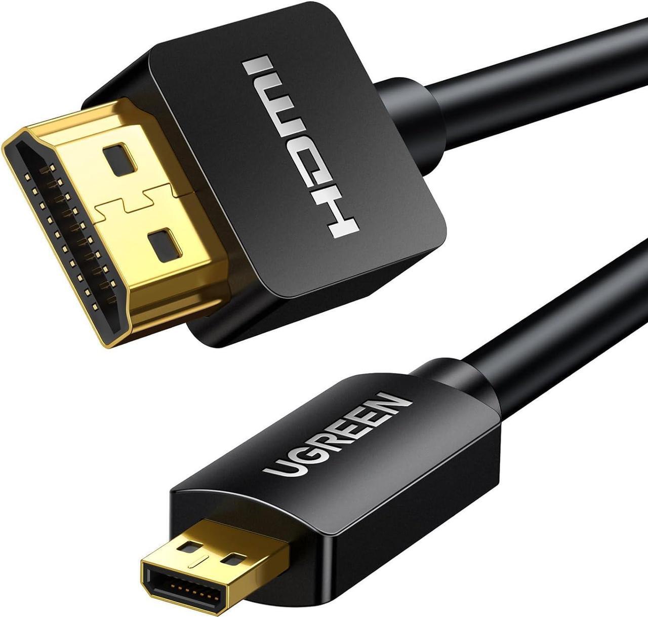 Main image of UGREEN Micro HDMI to HDMI Cable Adapter 4K 60Hz Ethernet Audio Return Channel Compatible with GoPro Hero 7/6 Raspberry Pi 5 Retroid Pocket 3+/3 Yoga 3 B500 Camera Video Capture Card 6FT