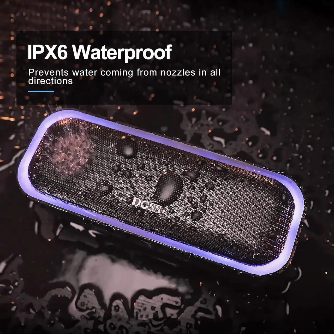 Alt view image 4 of 7 - DOSS SoundBox Pro Bluetooth Speaker with 20W Stereo Sound, Active Extra Bass, IPX6 Waterproof, Bluetooth 5.0, TWS Pairing, Multi-Colors Lights, 20 Hrs Playtime, Portable Speaker for Beach, Outdoor