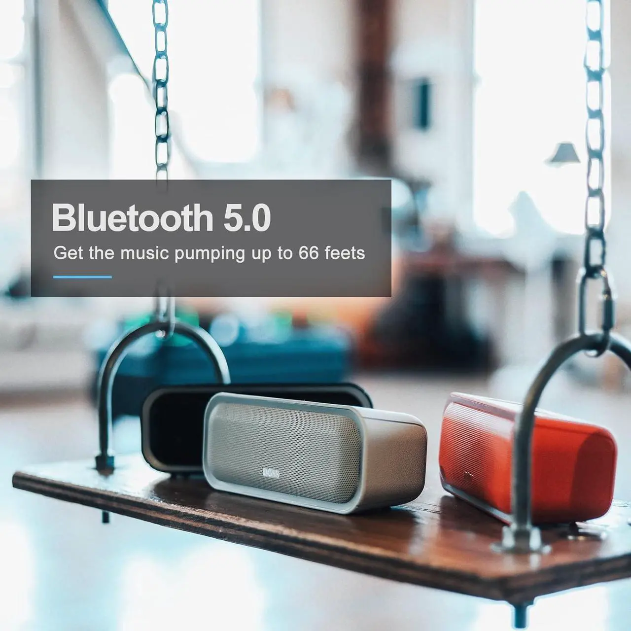 Alt view image 7 of 7 - DOSS SoundBox Pro Bluetooth Speaker with 20W Stereo Sound, Active Extra Bass, IPX6 Waterproof, Bluetooth 5.0, TWS Pairing, Multi-Colors Lights, 20 Hrs Playtime, Portable Speaker for Beach, Outdoor