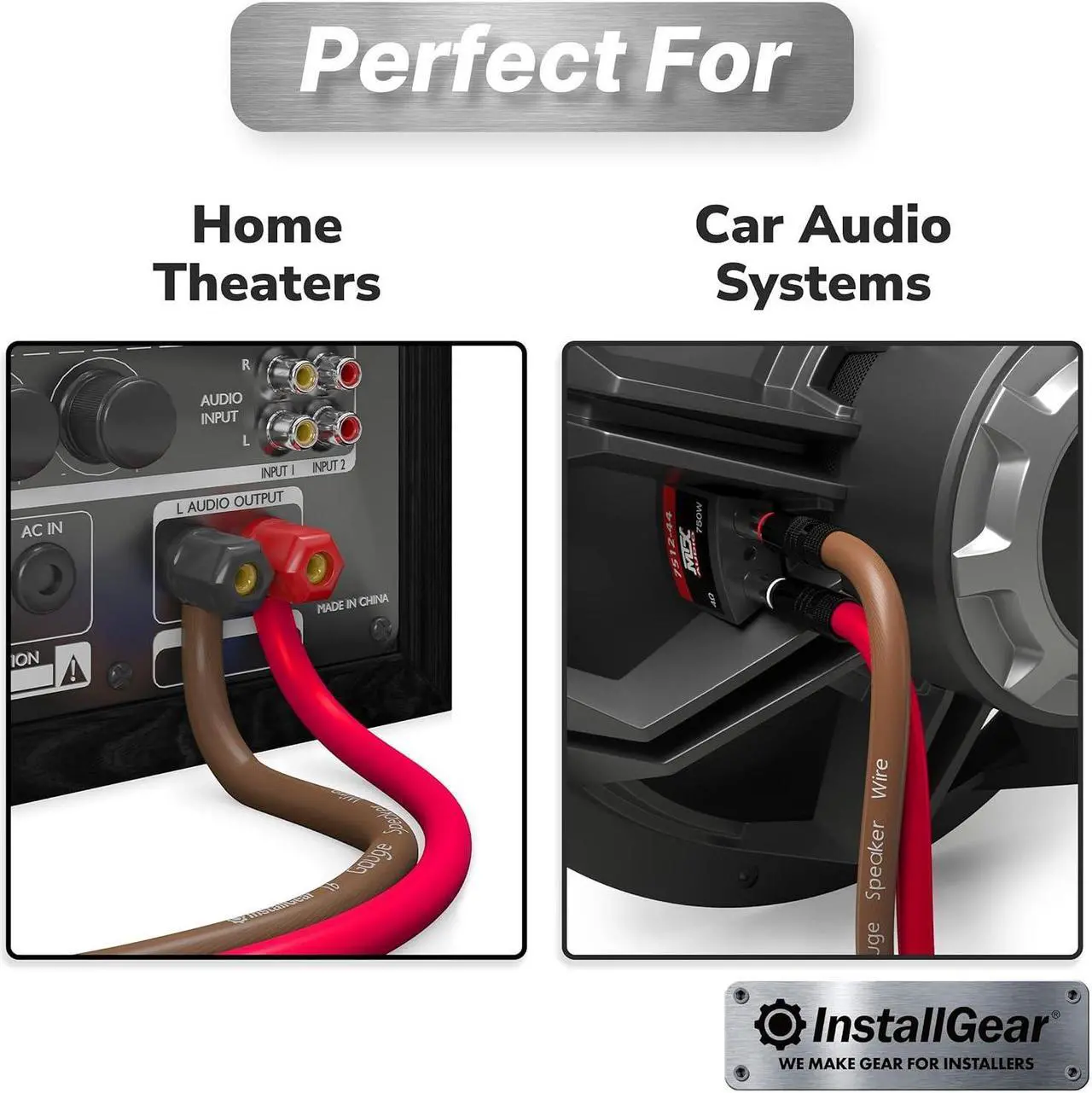 Alt view image 6 of 6 - InstallGear 16 Gauge Wire AWG Speaker Wires True Spec and Soft Touch Cable Wire (100ft Red/Black) | Car Speaker Wire, Stereos, Home Theater Speakers, Surround Sound, Radio | 16 Gauge Speaker Wire