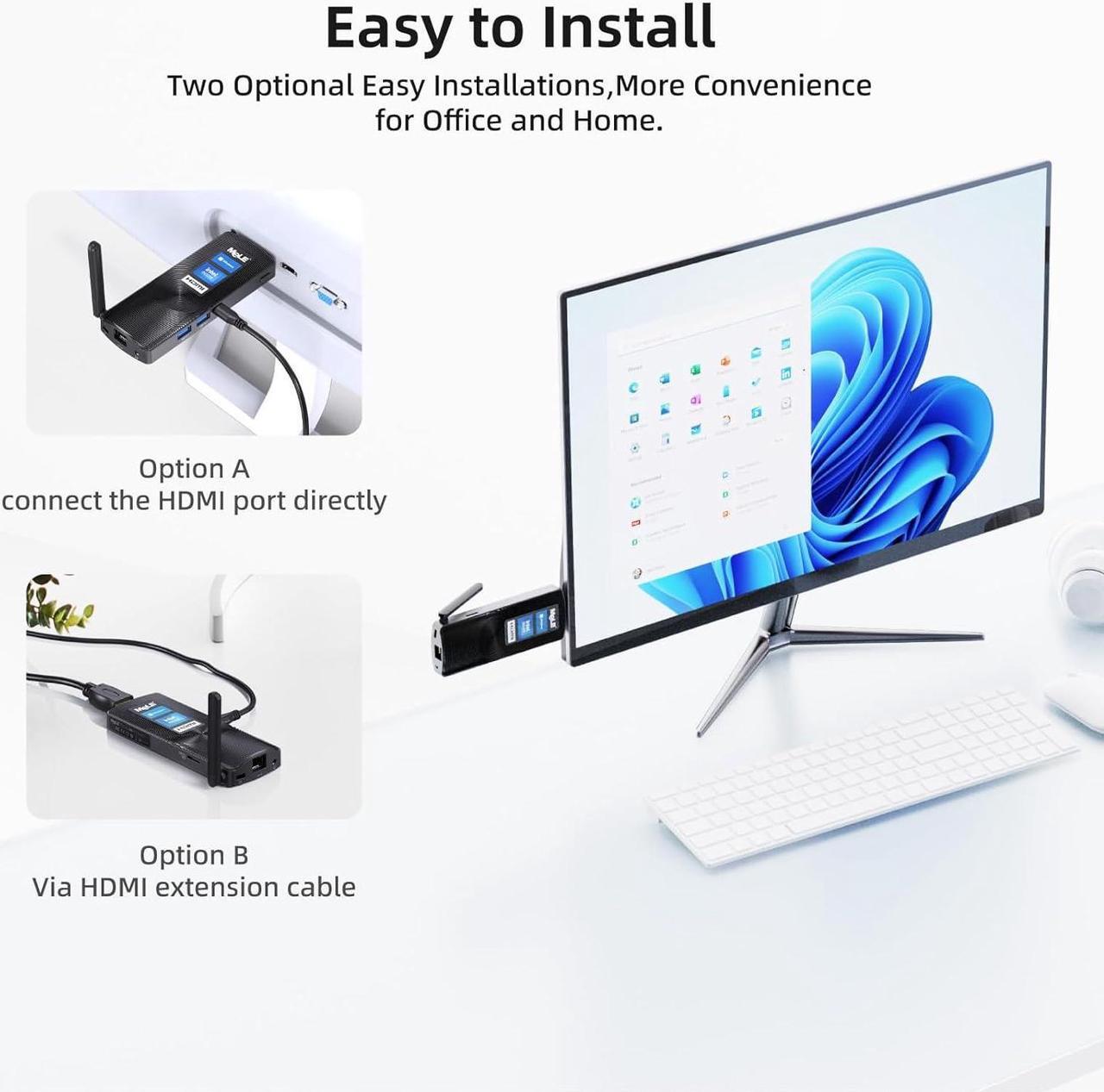 Alt view image 7 of 7 - MeLE PCG02 Fanless Mini PC Stick Windows 11 Pro Celeron J4125 8GB 128GB Micro Desktop Computer Stick Support HDMI 4K 60Hz Wi-Fi5 Gigabit Ethernet BT4.2 on Business Office Industrial IOT Media Home