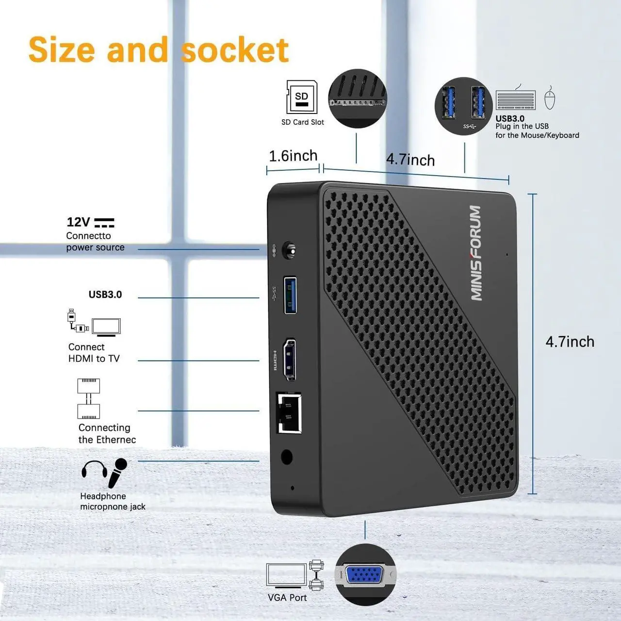 Alt view image 3 of 3 - N40 Mini PC Fanless Celeron N4020,up to 2.8GHz with 4GB DDR4/64GB eMMC RAM Mini Desktop Computer, Support 4K UHD, VGA Port,2.4G/5.8G WiFi&BT4.2,3xUSB3.0 Ports,1x SD Card Slot for Business Home Office