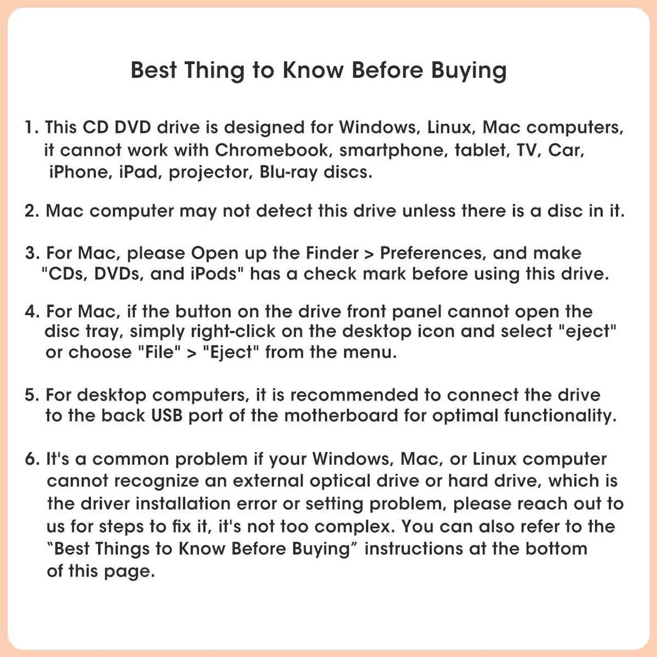 Alt view image 7 of 7 - External CD/DVD Drive for Mac, CD Burner USB 3.0 Portable CD-ROM DVD+/-RW Disc Player Burner Reader Writer Optical Drive for Apple Mac MacBook Pro/Air, Windows 11/10 Laptop PC, Silver