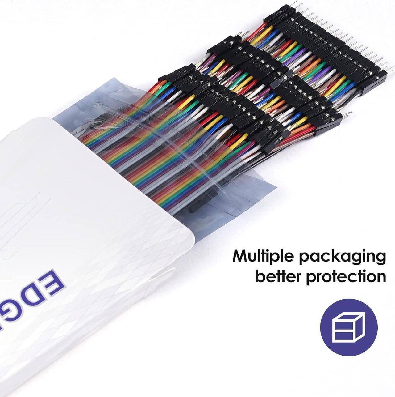 Alt view image 4 of 6 - 120pcs 50cm Breadboard Jumper Wires Assorted Kit,10cm 15cm 20cm 30cm 40cm 100cm Optional Dupont Wire 19.7 inch Male to Female Male to Male Female to Female Multicolored Ribbon Cable