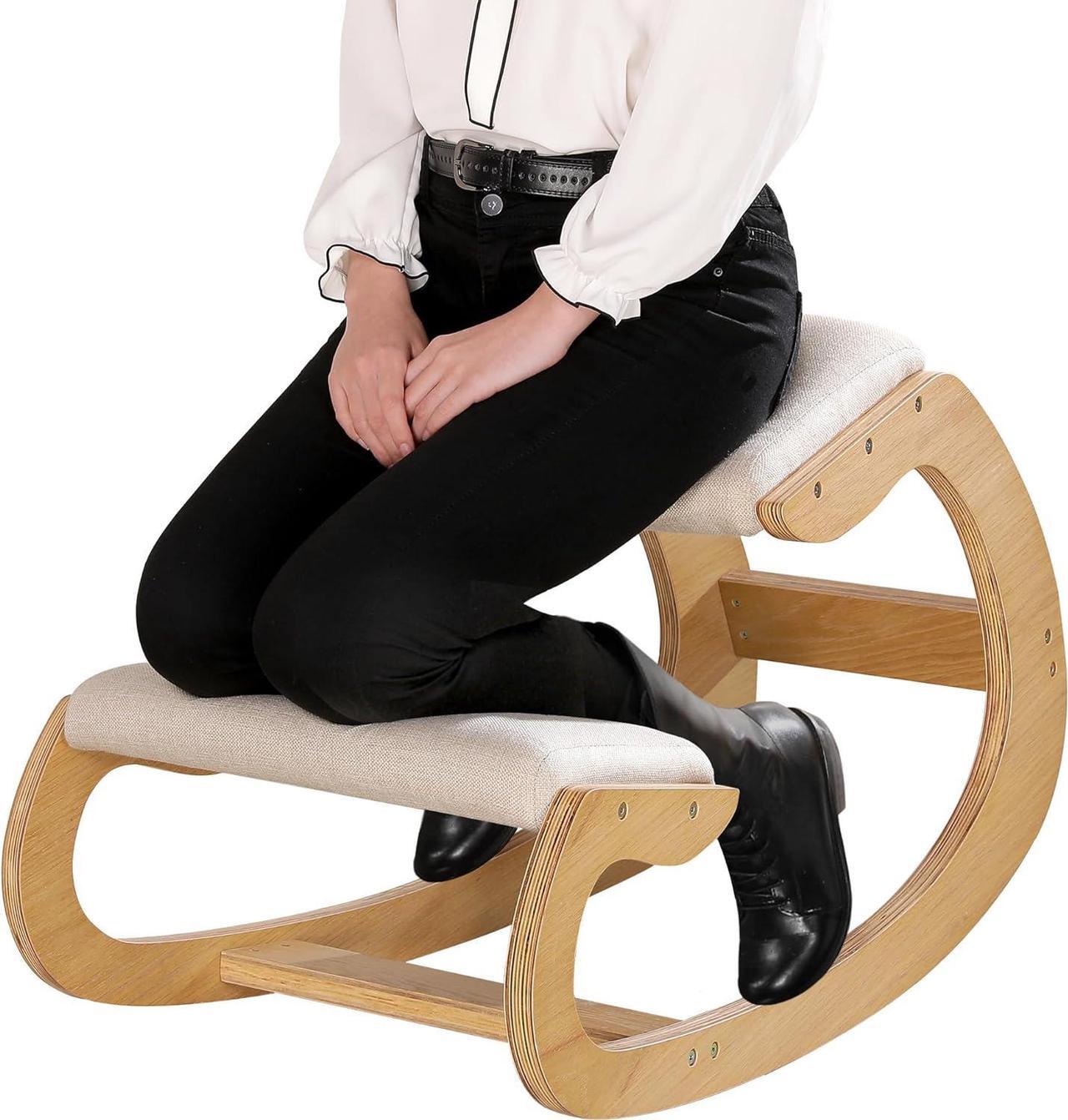 Main image of Predawn Ergonomic Kneeling Chair,Rocking Knee Chair Upright Posture Chair for Home Office Meditation Wooden & Linen Cushion-Office Chair for Back Neck Pain Relief & Improving Posture (White Oak)