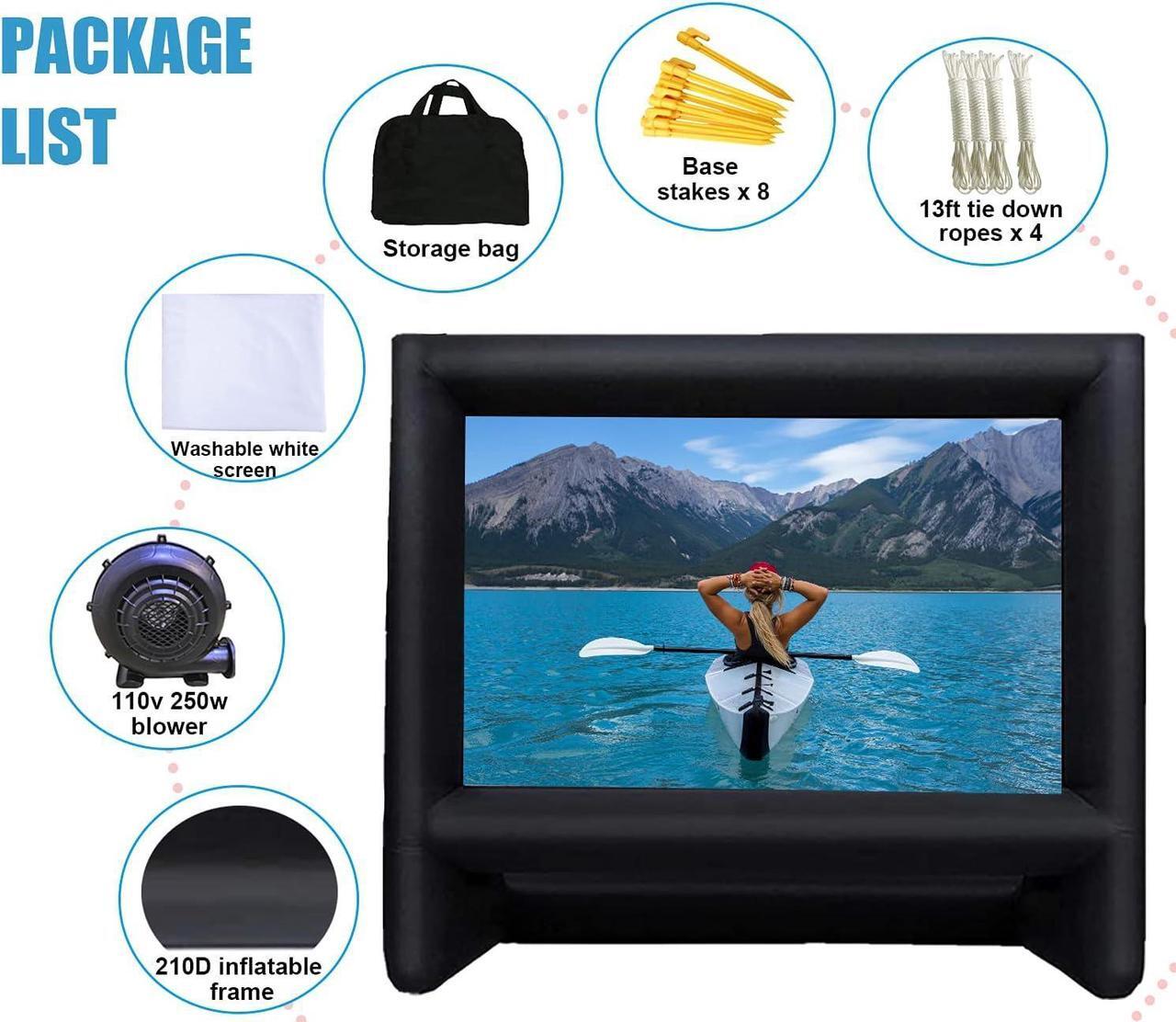 Alt view image 4 of 7 - 20 Feet Inflatable Movie Screen Outdoor Theater Blow Up Projection Screen with Carry Bag Blower for Front and Rear Projection Home Theater Backyard Pool Fun