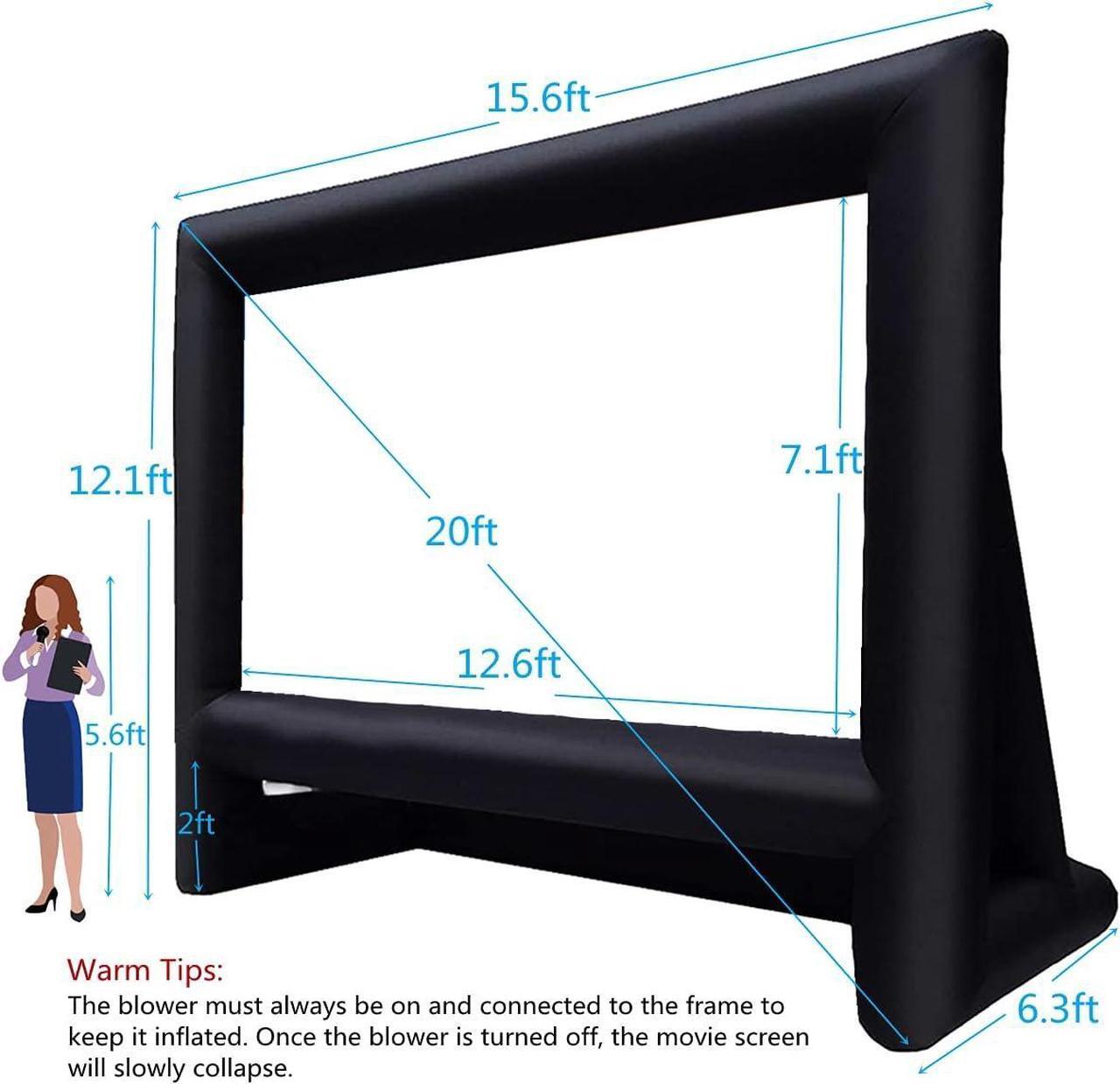 Alt view image 5 of 7 - 20 Feet Inflatable Movie Screen Outdoor Theater Blow Up Projection Screen with Carry Bag Blower for Front and Rear Projection Home Theater Backyard Pool Fun