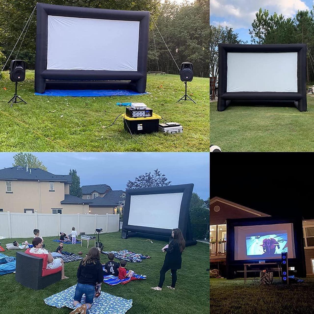Alt view image 6 of 7 - 20 Feet Inflatable Movie Screen Outdoor Theater Blow Up Projection Screen with Carry Bag Blower for Front and Rear Projection Home Theater Backyard Pool Fun