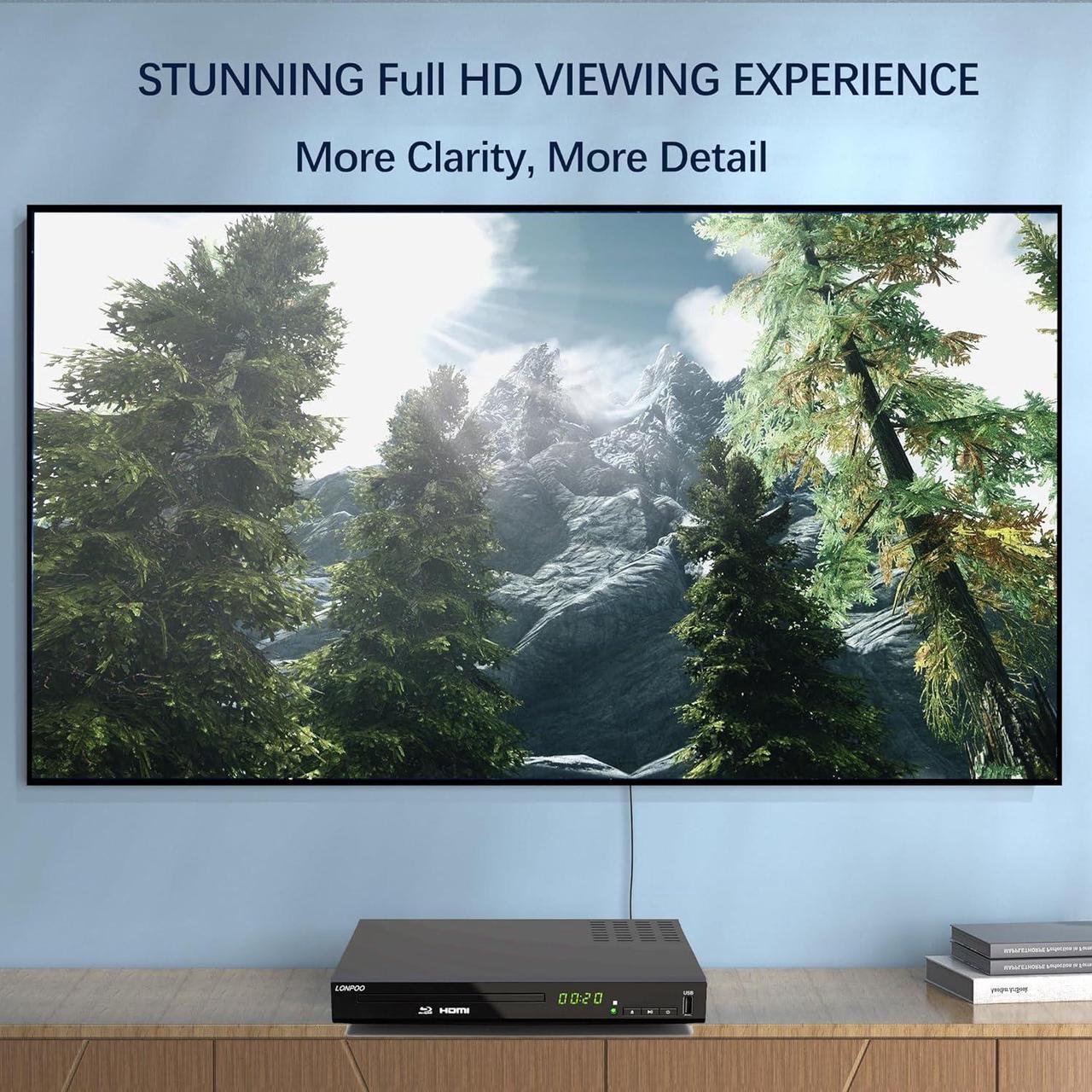 Alt view image 2 of 7 - Blu Ray DVD Player,Full HD Blu-ray Disc Player with Metal Enclosure,Easy Hook Up and User Friendly, 1080P Home Theater DVD Player with HDMI Output, Support HDD and USB Playback