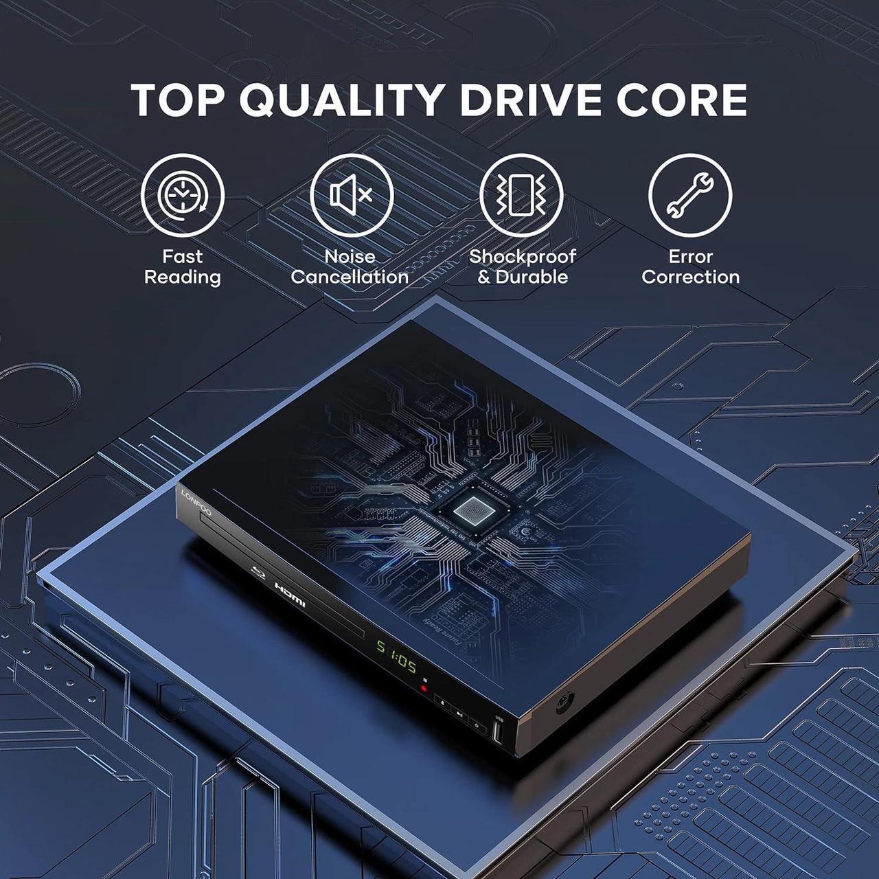 Alt view image 3 of 7 - Blu Ray DVD Player,Full HD Blu-ray Disc Player with Metal Enclosure,Easy Hook Up and User Friendly, 1080P Home Theater DVD Player with HDMI Output, Support HDD and USB Playback
