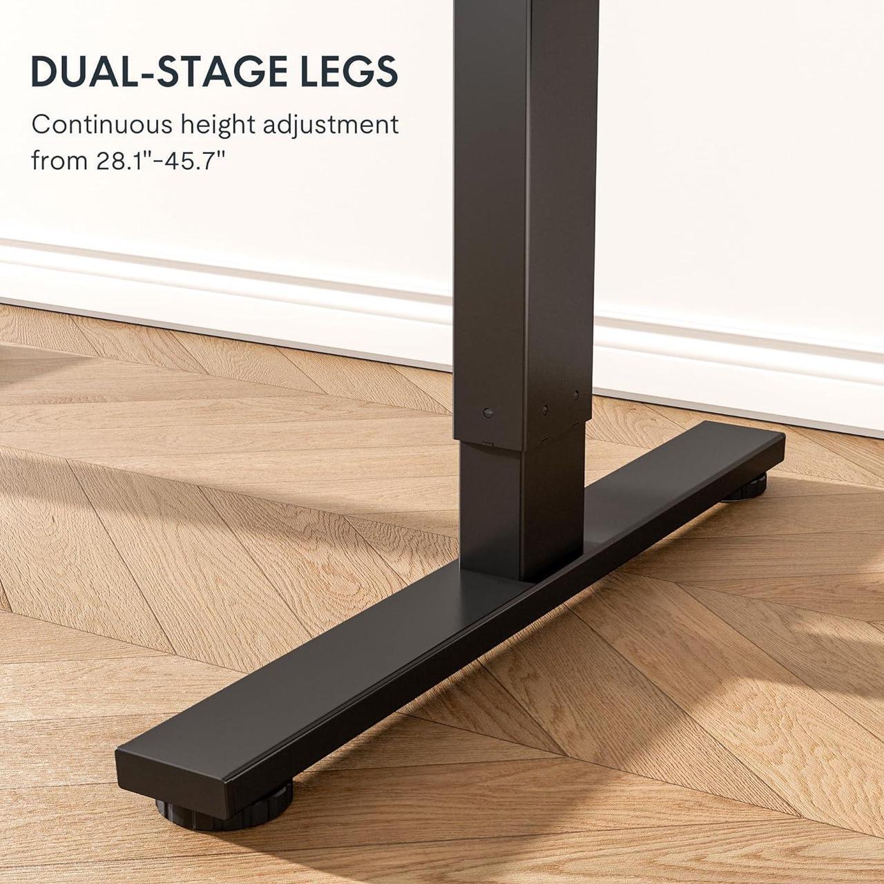 Alt view image 7 of 7 - FLEXISPOT EN1 Whole-Piece Standing Desk 48 x 24 Inches Height Adjustable Electric Desk Sit Stand Desk Home Office Desks (Black Frame + Gray Wood Grain Top, 2 Packages)