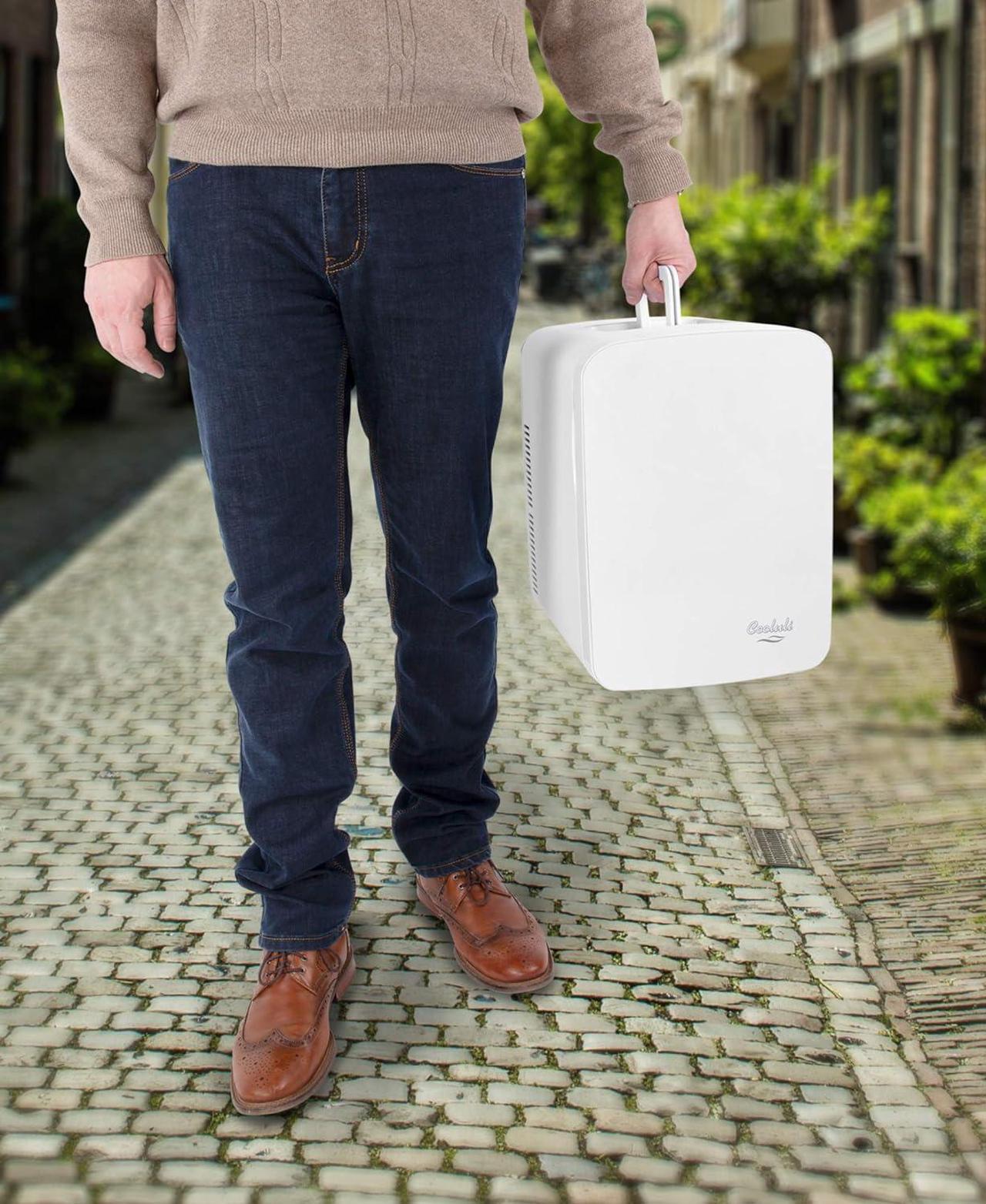 Alt view image 4 of 7 - Cooluli Vibe Mini Fridge for Bedroom - With Cool Front Magnetic Whiteboard - 15L Portable Small Refrigerator for Travel, Car & Office Desk - Plug In Cooler & Warmer for Food, Drinks & Skincare (White)