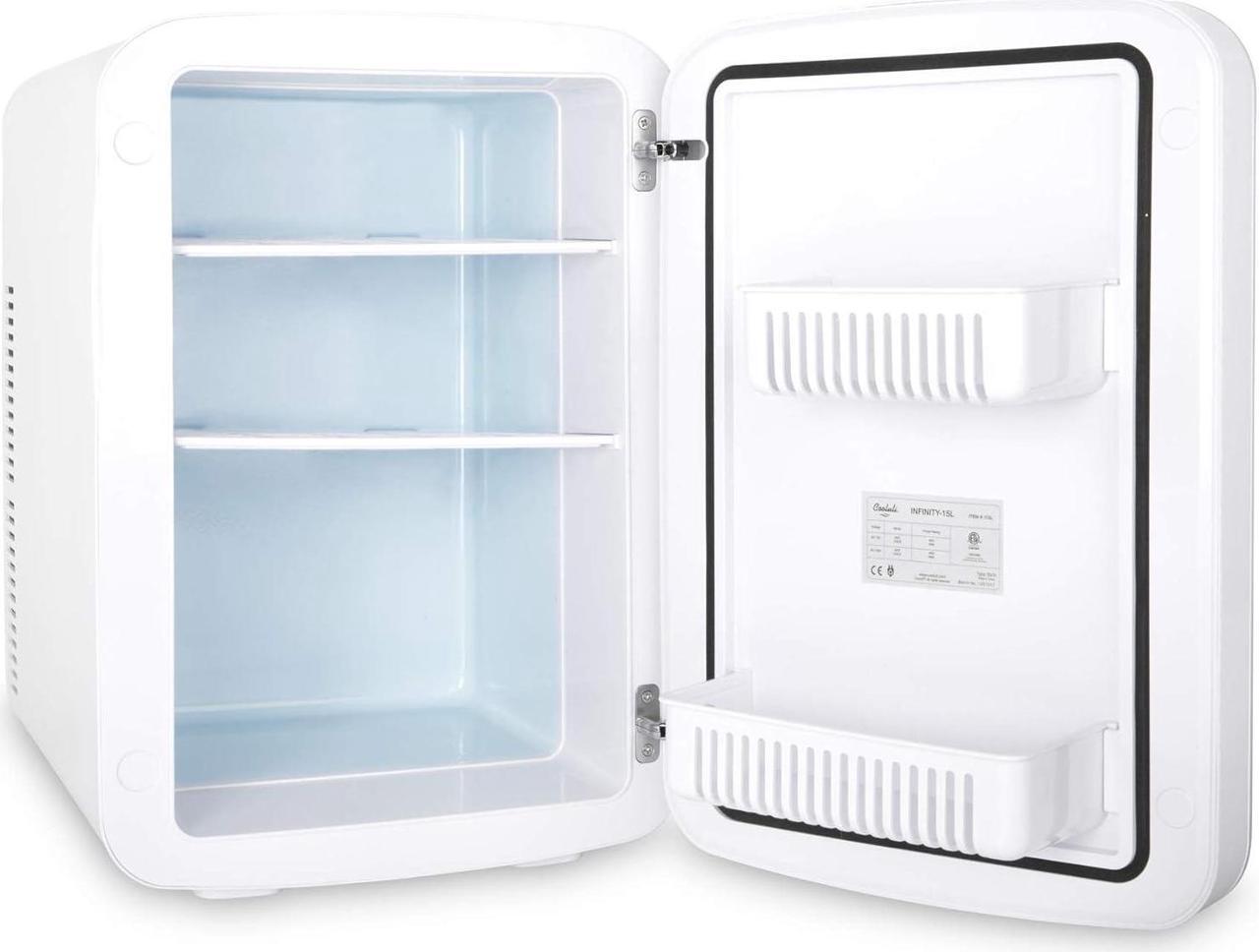 Alt view image 6 of 7 - Cooluli Vibe Mini Fridge for Bedroom - With Cool Front Magnetic Whiteboard - 15L Portable Small Refrigerator for Travel, Car & Office Desk - Plug In Cooler & Warmer for Food, Drinks & Skincare (White)