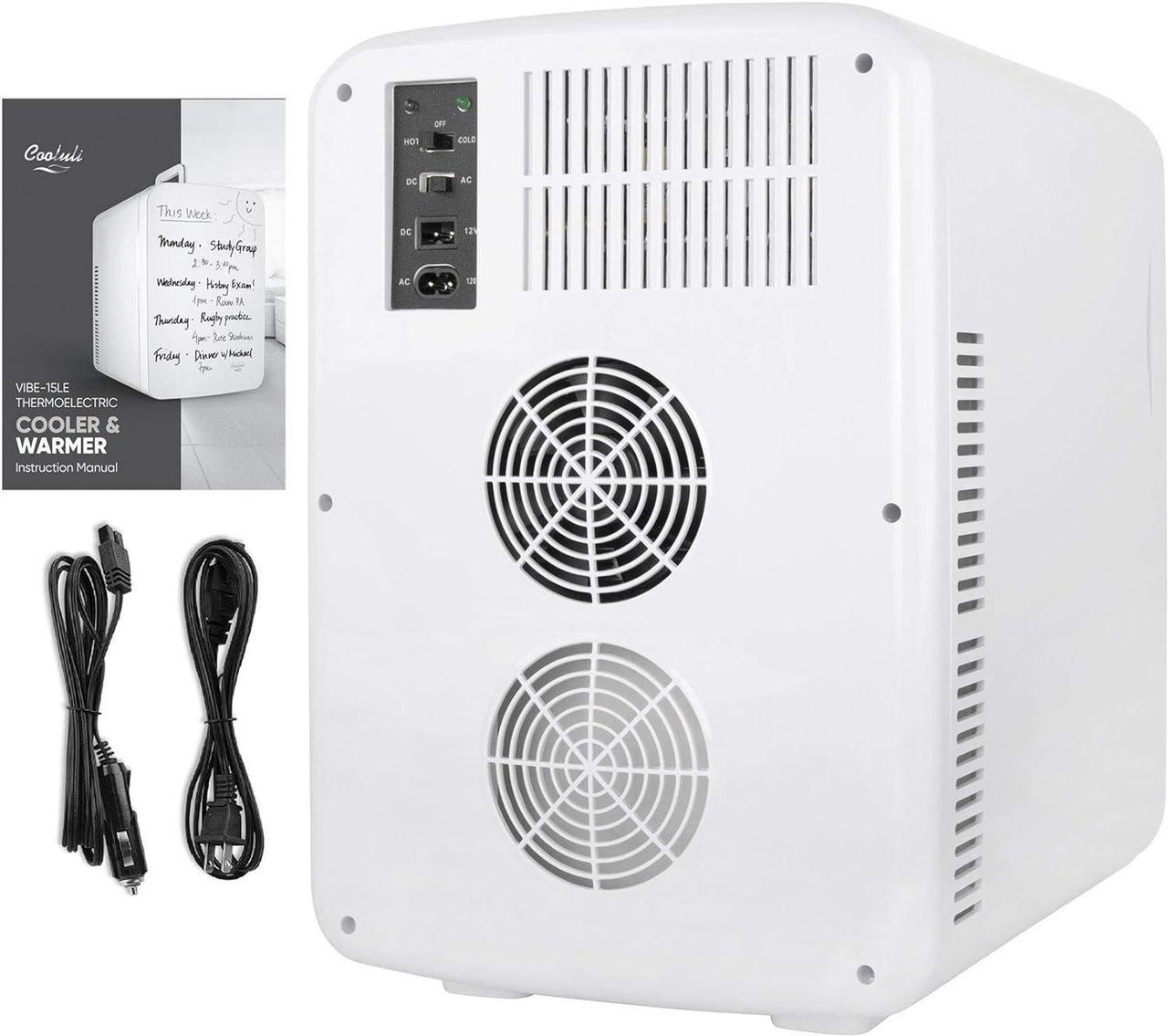 Alt view image 7 of 7 - Cooluli Vibe Mini Fridge for Bedroom - With Cool Front Magnetic Whiteboard - 15L Portable Small Refrigerator for Travel, Car & Office Desk - Plug In Cooler & Warmer for Food, Drinks & Skincare (White)