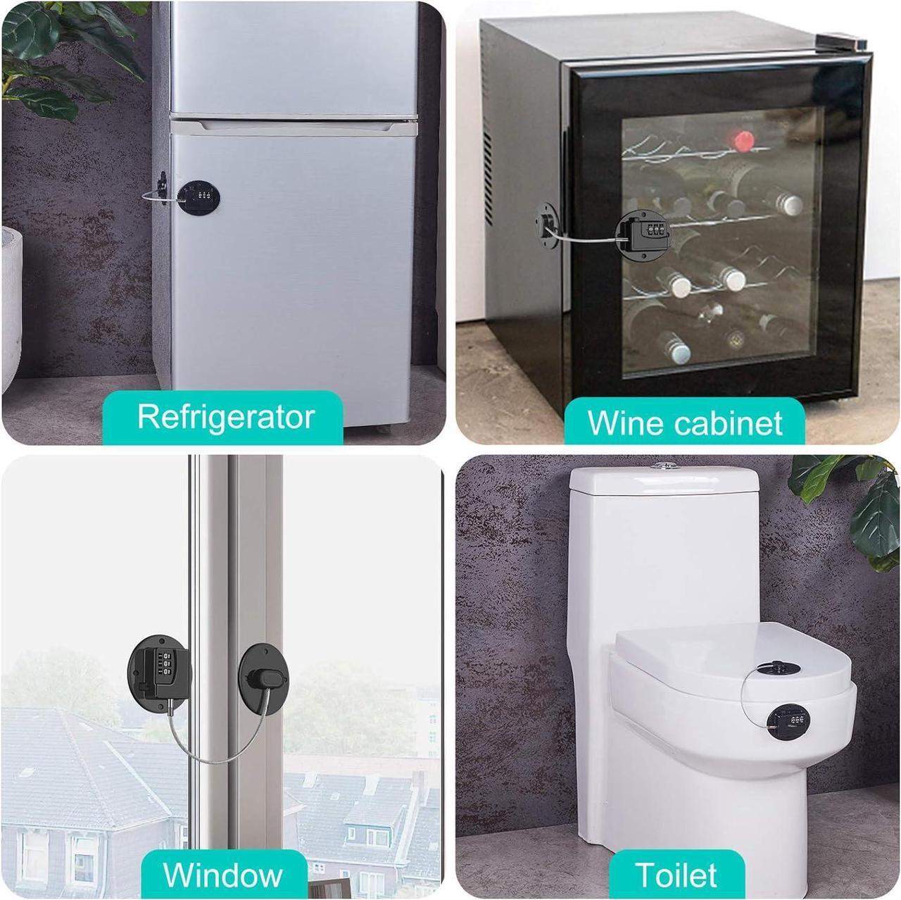 Alt view image 6 of 7 - 2 Pack Refrigerator Lock - Heavy Duty Combination Fridge Lock, Child Proof Cabinet Locks(Black)