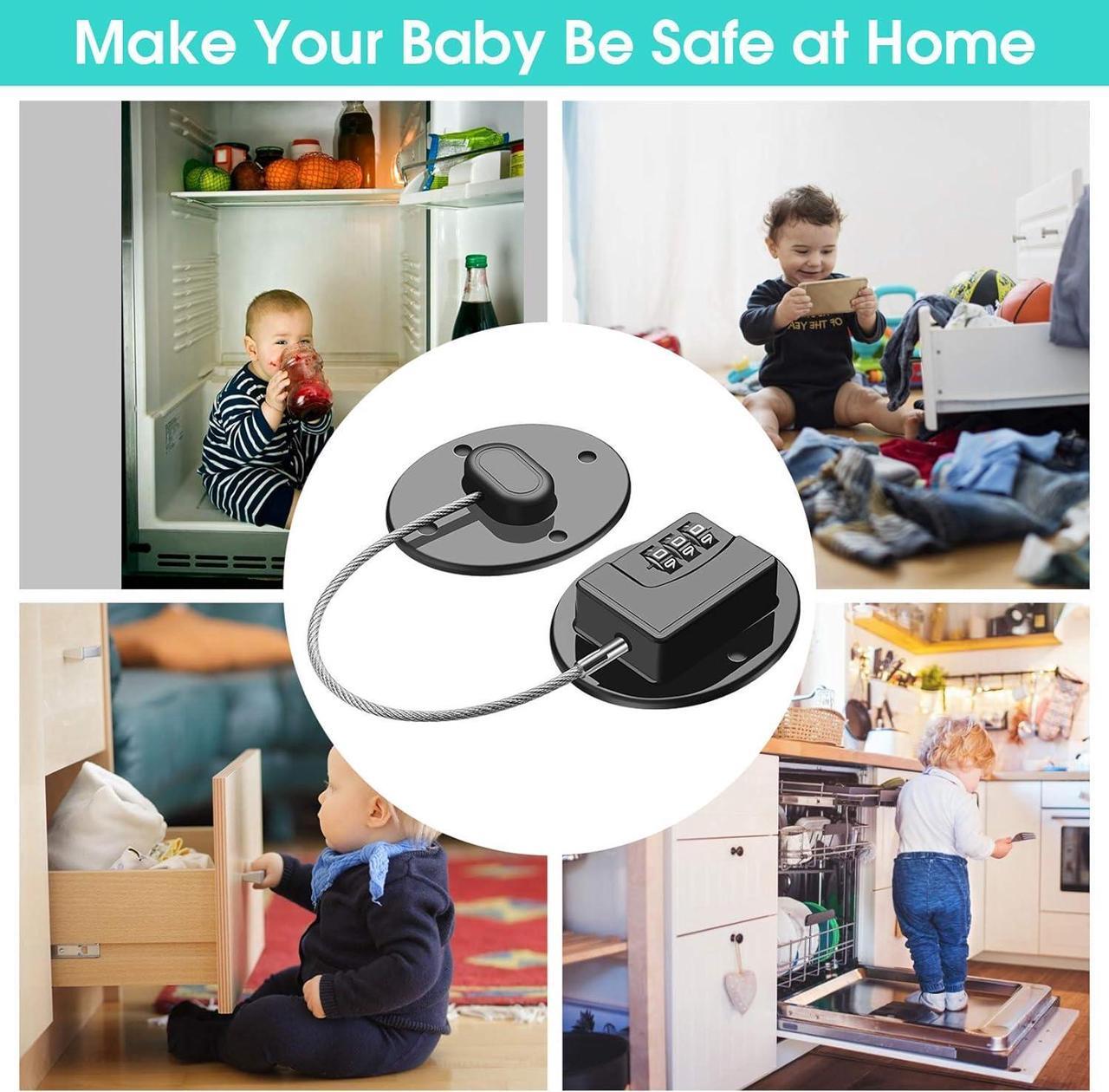 Alt view image 7 of 7 - 2 Pack Refrigerator Lock - Heavy Duty Combination Fridge Lock, Child Proof Cabinet Locks(Black)