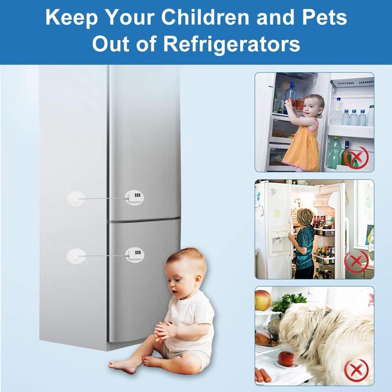 Alt view image 2 of 7 - Refrigerator Lock Combination AOSITE 2 Pack Fridge Locks for Adults Mini Fridge Locks for Kids Refrigerator Adhesive Lock Freezer Door Lock Child Safe Keyless Digital Refrigerator Lock Childproof