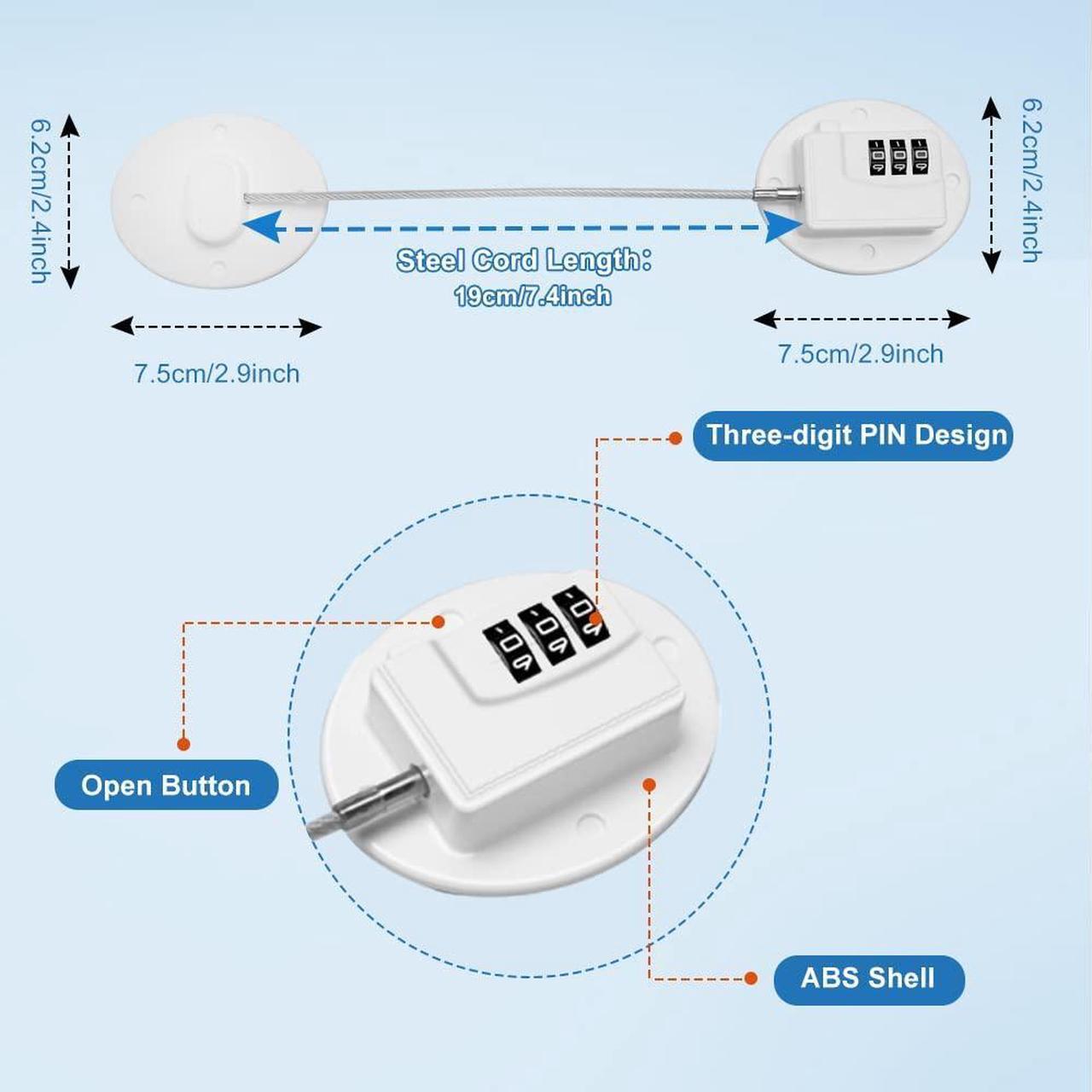 Alt view image 6 of 7 - Refrigerator Lock Combination AOSITE 2 Pack Fridge Locks for Adults Mini Fridge Locks for Kids Refrigerator Adhesive Lock Freezer Door Lock Child Safe Keyless Digital Refrigerator Lock Childproof