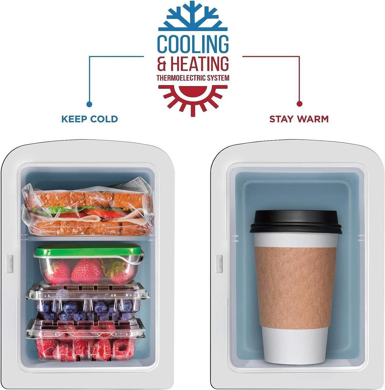Alt view image 3 of 7 - Chefman - Iceman Mini Portable Black Personal Fridge Cools Or Heats and Provides Compact Storage For Skincare, Snacks, Or 6 12oz Cans W/A Lightweight 4-liter Capacity To Take On The Go