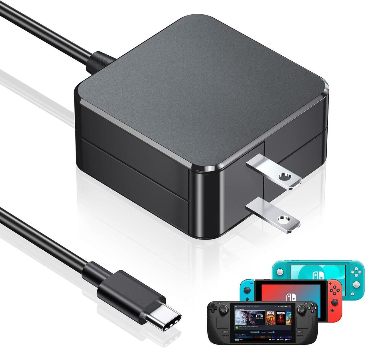Main image of 45W Charger for Steam Deck and Switch, AC Adapter Steam Charger Fast USB-C Steam Power Adapter for Nintendo Switch/Lite/OLED/Xbox Controller/Phone/Tablet/Laptop with 5.9FT USB Type C Cable