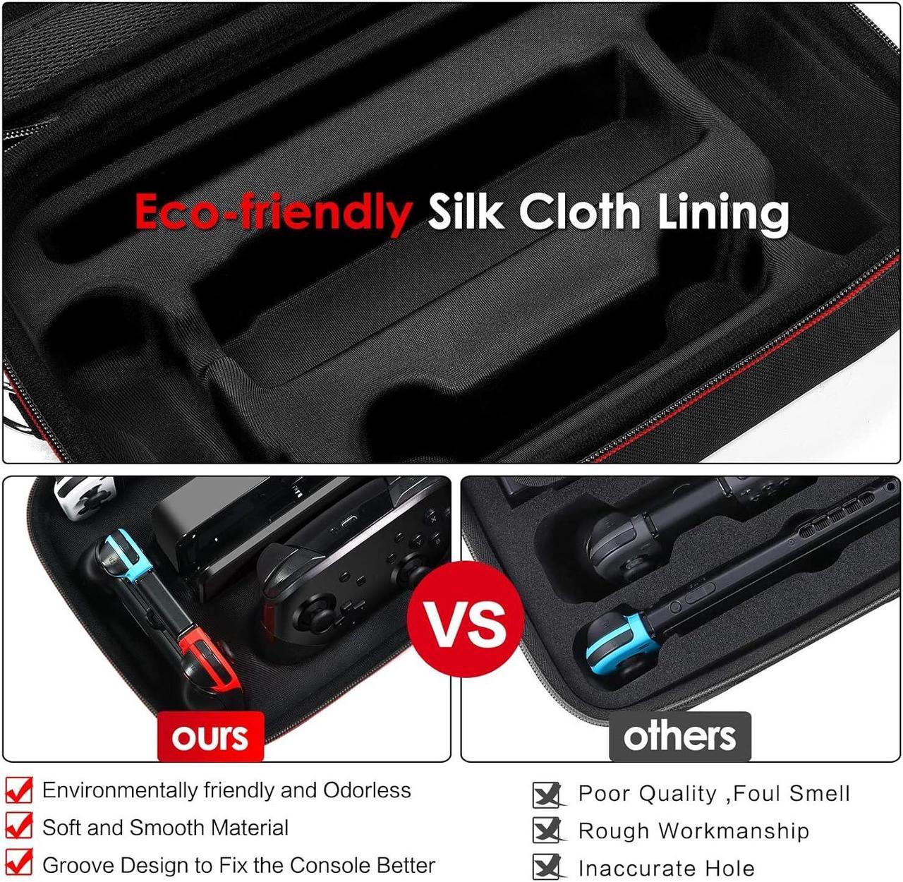 Alt view image 5 of 7 - ivoler Carrying Storage Case for Nintendo Switch/For Switch OLED Model (2021),Portable Travel All Protective Hard Messenger Bag Soft Lining 18Games for Switch Console Pro Controller Accessories Black