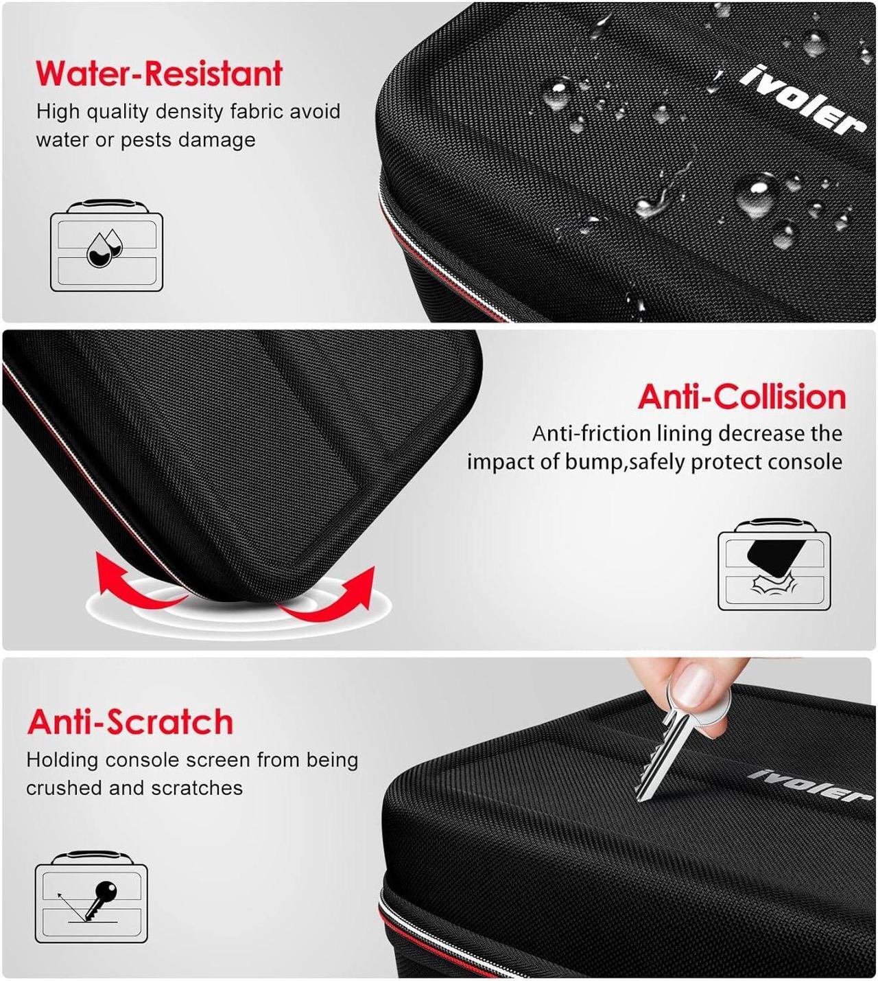 Alt view image 4 of 7 - ivoler Carrying Storage Case for Nintendo Switch/For Switch OLED Model (2021),Portable Travel All Protective Hard Messenger Bag Soft Lining 18Games for Switch Console Pro Controller Accessories Black
