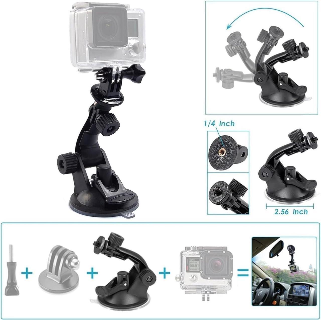 Alt view image 4 of 7 - VVHOOY Action Camera Accessories Kit Bundle Compatible with Gopro Hero 12 11 10 9 8 7/AKASO EK7000 Brave 4 Brave 7 LE V50X/insta360 X3 ONE X2 Selfie Stick Floating Handle Grip Car Suction Cup Mount