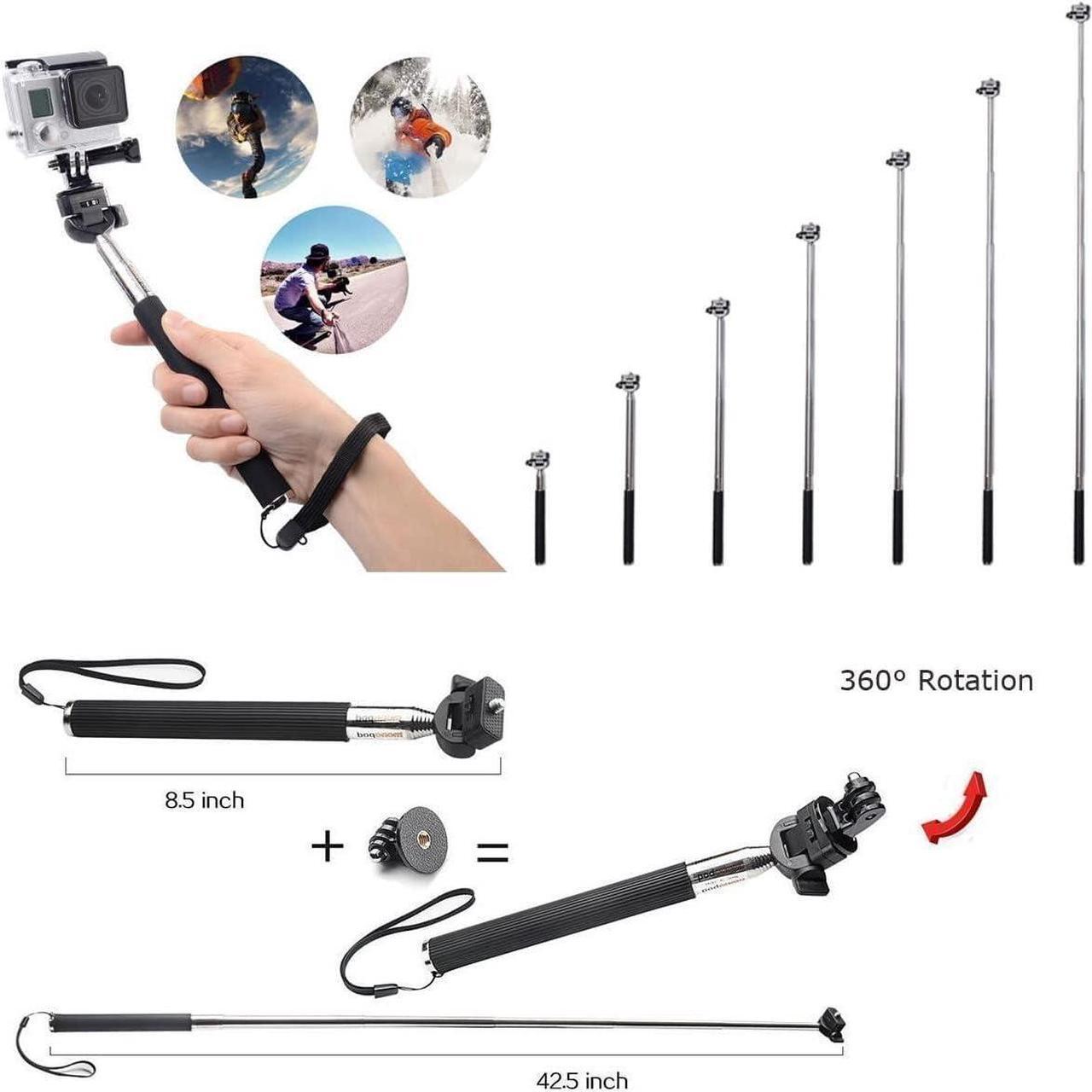 Alt view image 5 of 7 - VVHOOY Action Camera Accessories Kit Bundle Compatible with Gopro Hero 12 11 10 9 8 7/AKASO EK7000 Brave 4 Brave 7 LE V50X/insta360 X3 ONE X2 Selfie Stick Floating Handle Grip Car Suction Cup Mount