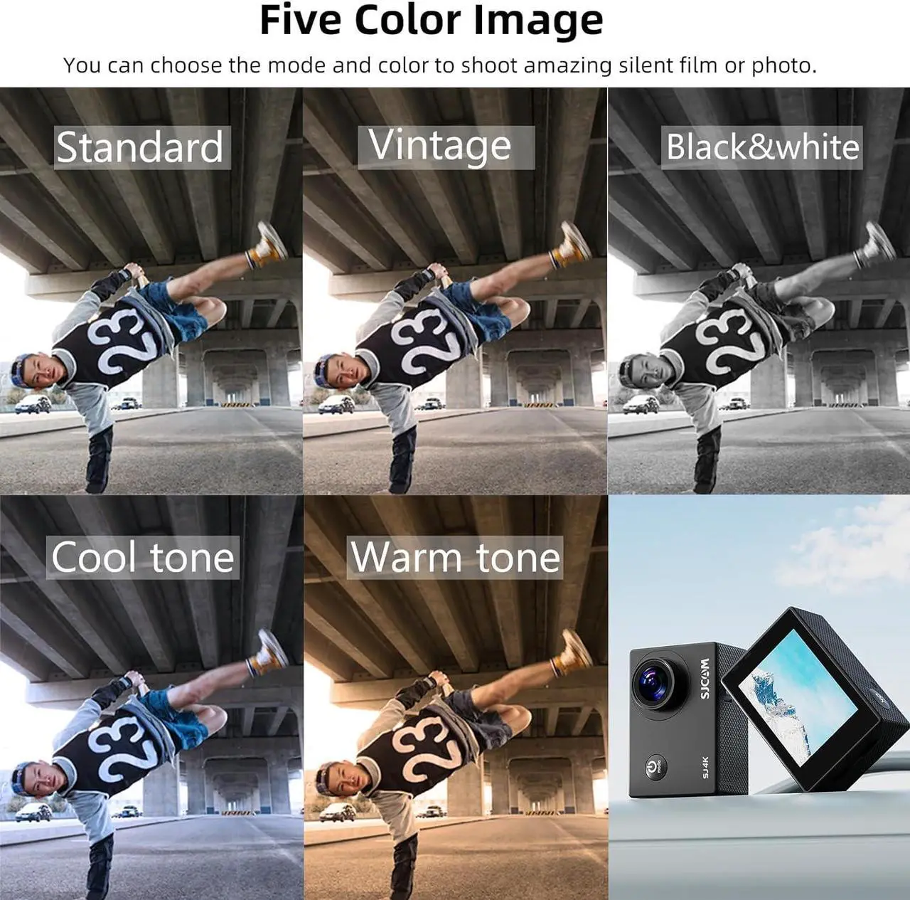 Alt view image 7 of 7 - SJCAM SJ4000 4K30fps 40MP Action Camera WiFi Camera with Stabilization,Underwater 98ft Waterproof Camera with Dual Batteries,170°FOV 5X Zoom,32G SD Card and Helmet Mount Accessories Kits