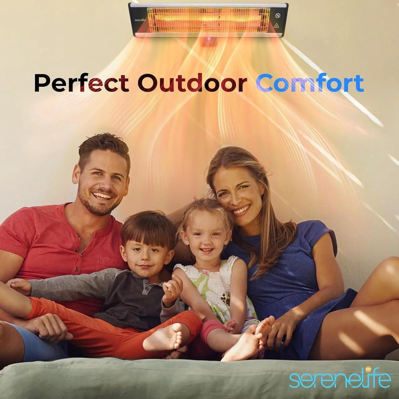 Alt view image 7 of 7 - SereneLife Infrared Outdoor Electric Space Heater, Wall Mounted Heater, 1500 W, Electric Patio Heater w/ Remote Control 26" x 8" for Restaurant, Patio, Backyard, Garage, Decks Black
