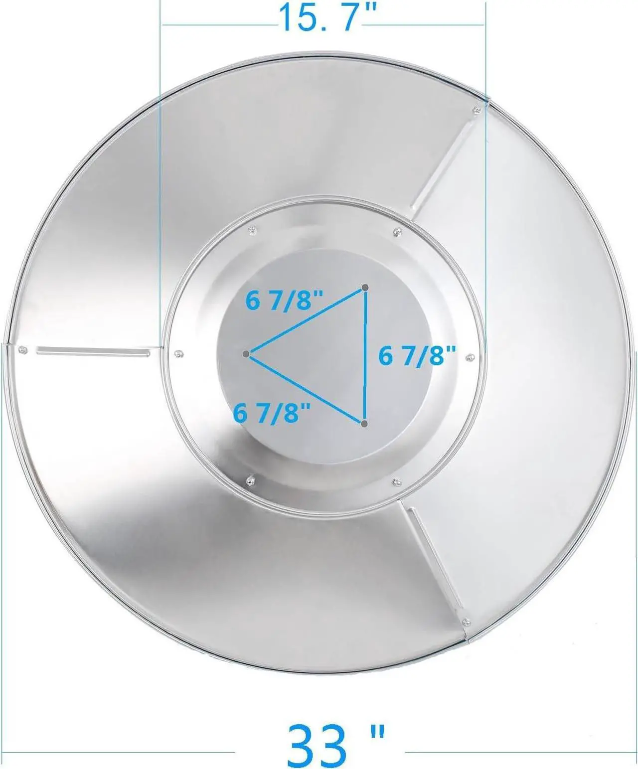 Alt view image 2 of 7 - Patio Heater Reflector Shield, Aluminum Heat Reflector Shield Top for Propane Outdoor Heaters,Dome Replacement Parts(3-Hole Mount33" Diameter Round)