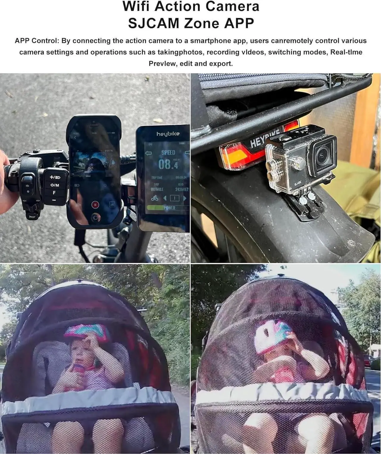 Alt view image 6 of 7 - SJCAM SJ4000 4K30fps 40MP Action Camera WiFi Camera with Stabilization,Underwater 98ft Waterproof Camera with Dual Batteries,170°FOV 5X Zoom,32G SD Card and Helmet Mount Accessories Kits