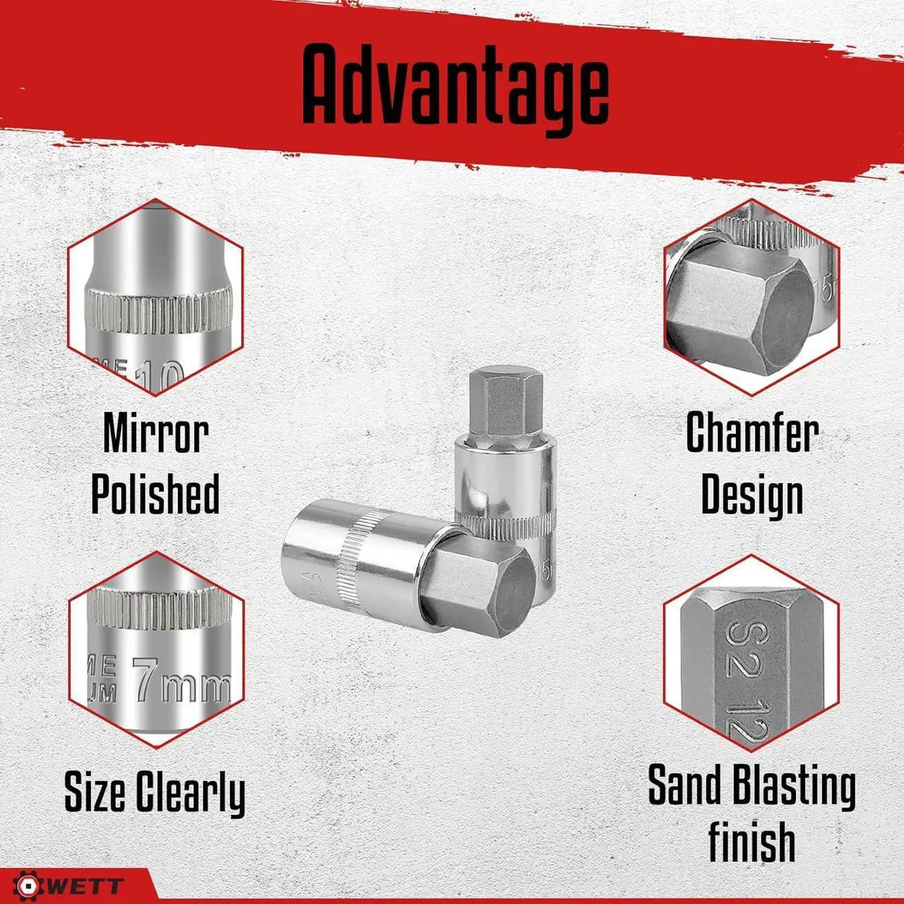Alt view image 3 of 7 - 32pcs Master Hex Bit Socket Set, Allen Socket Set, 1/4'', 3/8', 1/2'' Hex Drive Sockets, SAE and Metric, 5/64 Inch to 3/4 Inch and 2mm to 19mm, S2 Steel & Cr-V Steel