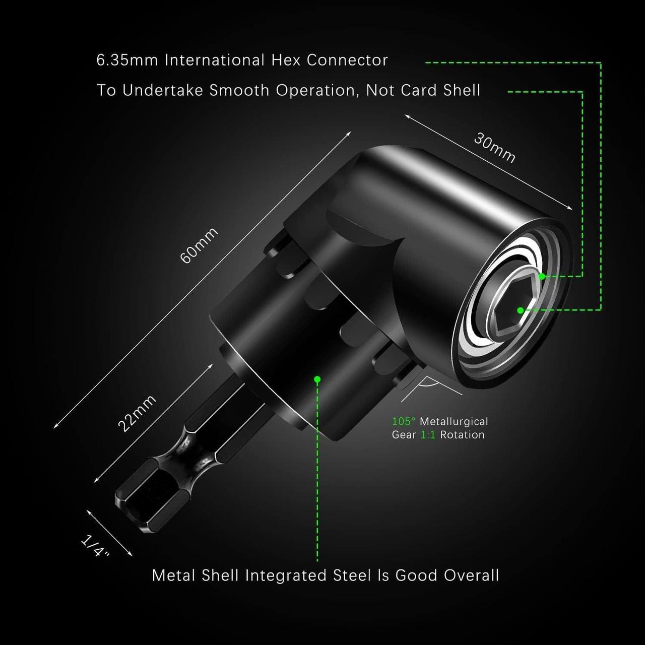 Alt view image 2 of 7 - Impact Grade Driver Sockets Adapter Extension Set Drill Bit 3Pcs 1/4 3/8 1/2" Universal Socket Adapter Set and Right Angle Drill 105 Degree Right Angle Screwdriver set Drill Hex Bit Socket Adapter