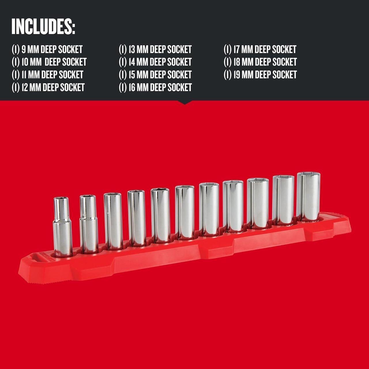 Alt view image 2 of 7 - CRAFTSMAN Socket Set, Metric, 3/8" Drive, 6 Pt., 11Piece (CMMT12045)