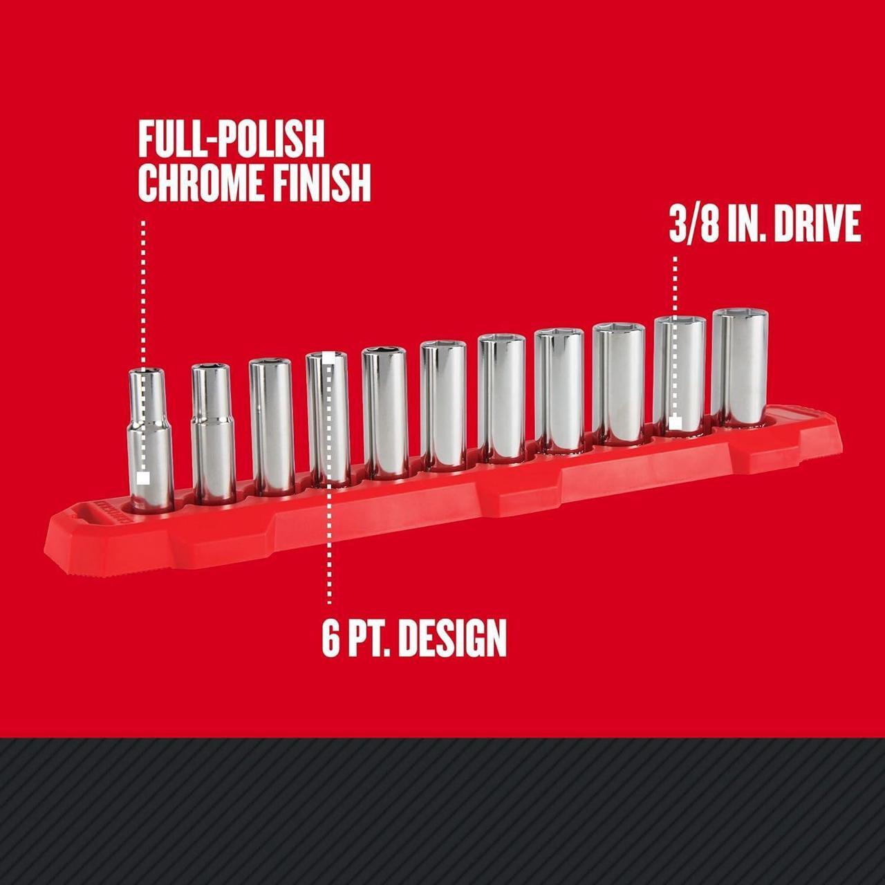 Alt view image 3 of 7 - CRAFTSMAN Socket Set, Metric, 3/8" Drive, 6 Pt., 11Piece (CMMT12045)