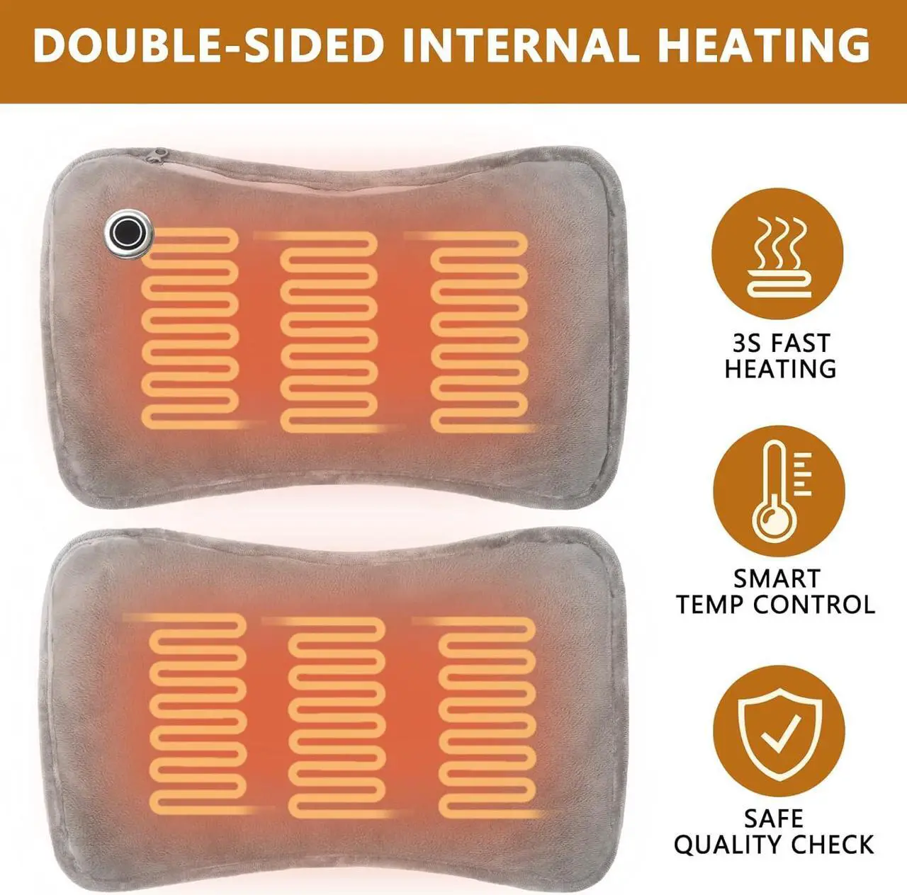 Alt view image 3 of 7 - Hand Warmers Rechargeable, 10000mAh Electric Heated Gloves Power Bank Portable Graphene Handwarmers Pouch with 3 Levels & Double-Sided Heating for Hunting Camping Golf Xmas Gifts for Women Men Kids