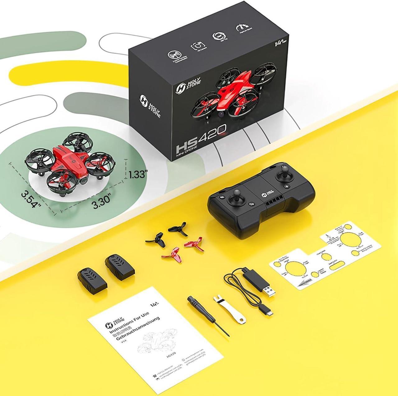 Alt view image 7 of 7 - Holy Stone HS420 Mini Drone with HD FPV Camera for Kids Adults Beginners, Pocket RC Quadcopter with 2 Batteries, Toss to Launch, Gesture Selfie, Altitude Hold, Circle Fly, High Speed Rotation