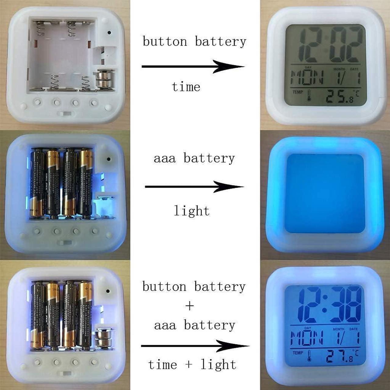 Alt view image 4 of 6 - 3 inch Small Size Mini LED Anime Digital Alarm Clock 7 Colorful Light Bedroom Decorations with Temperature,Date,Stitch Room Decor for Girl