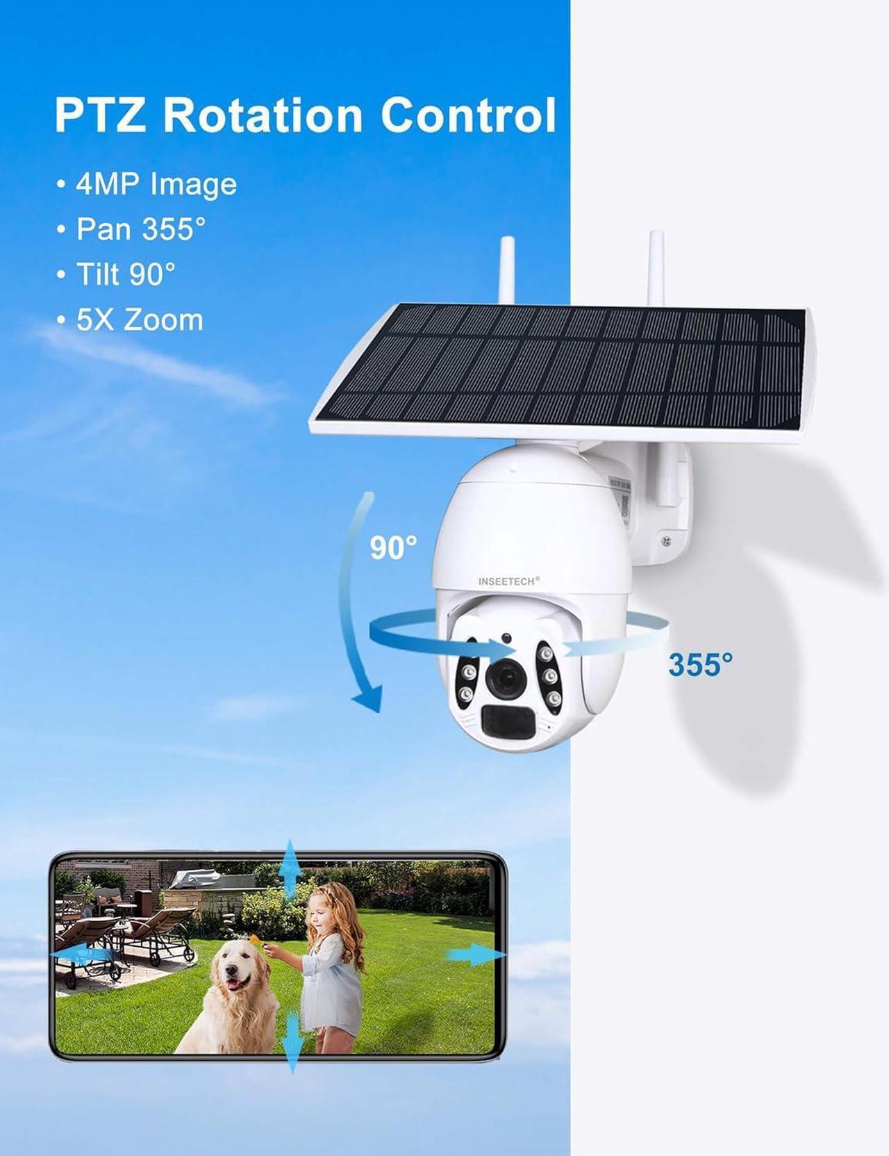 Alt view image 3 of 7 - Solar Tuya Smart Camera, 4MP Solar Security Camera Wireless Outdoor with Floodlight, PTZ WiFi Camera for Home Surveillance, 98FT Night Vision, Motion Detection, Waterproof IP66, 2 Way Audio