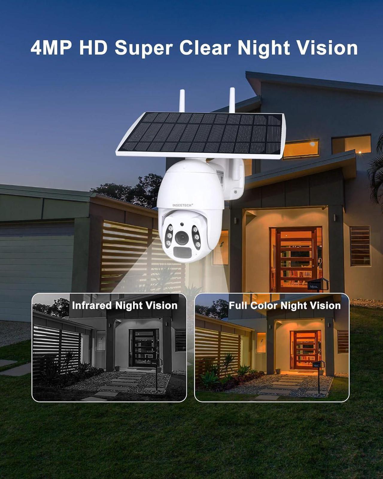 Alt view image 4 of 7 - Solar Tuya Smart Camera, 4MP Solar Security Camera Wireless Outdoor with Floodlight, PTZ WiFi Camera for Home Surveillance, 98FT Night Vision, Motion Detection, Waterproof IP66, 2 Way Audio