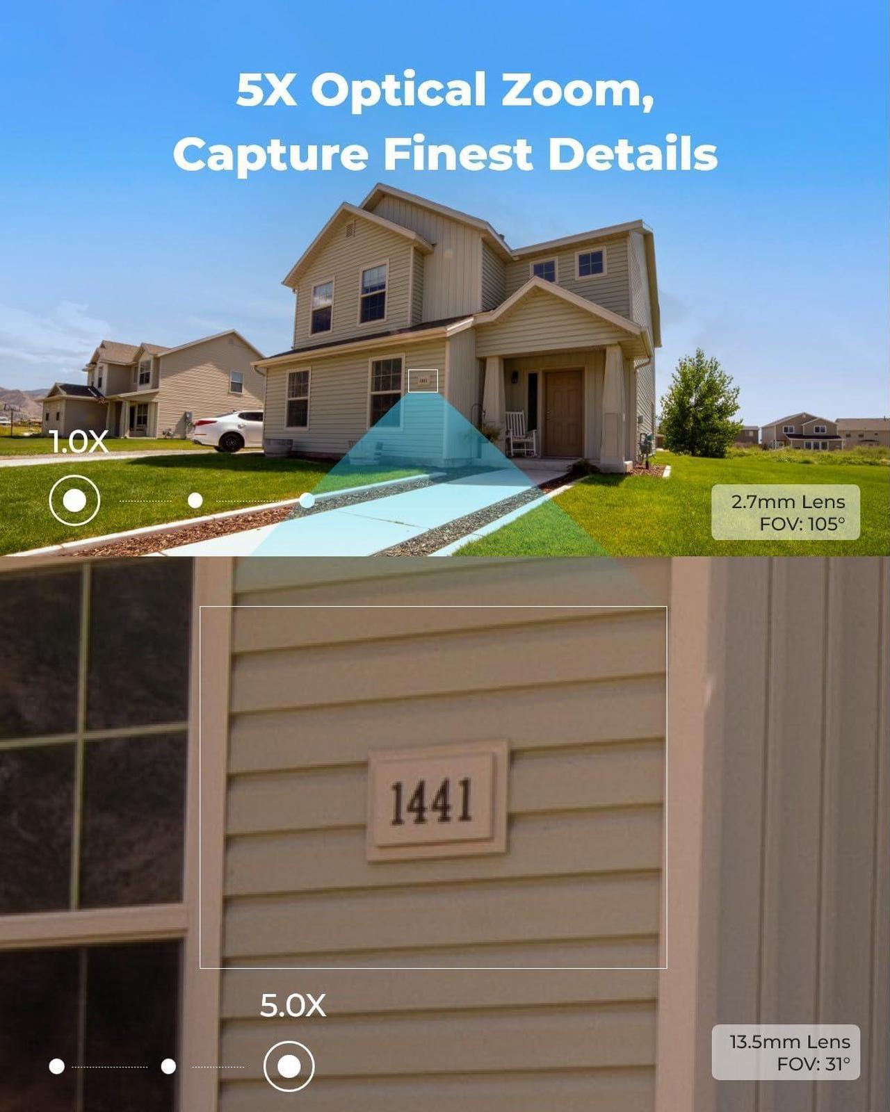 Alt view image 2 of 7 - RLC-811A PoE IP Security Camera 4K - 123° FoV, 5X Optical Zoom for Outdoor Usage, 2.7mm Lens with Color Night Vision, Human/Vehicle/Pet Smart Detection, 2 Way Talk, Up to 256GB microSD Card