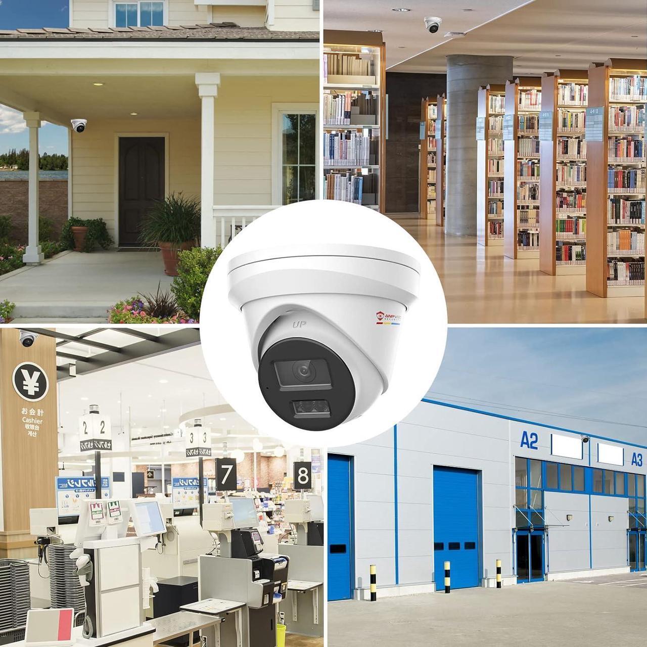 Alt view image 7 of 7 - Anpviz 5MP PoE IP Camera, Metal Turret Security Camera Outdoor with Human Vehicle Detection, Smart Color Night Vision, with Audio, 3072x1728@20fps, 114° FOV, 120dB WDR, IP67 Waterproof(H Series)