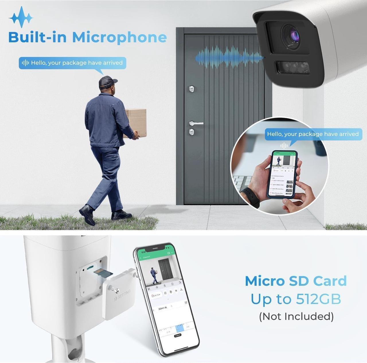 Alt view image 7 of 7 - 4MP Optical Zoom IP Camera,4X Outdoor Varifocal Bullet PoE Camera with 2.8-12mm Motorized Lens, Human and Vehicle Detection, 164ft Smart Color Night Vision, MIC, H265+, IP67 Waterproof