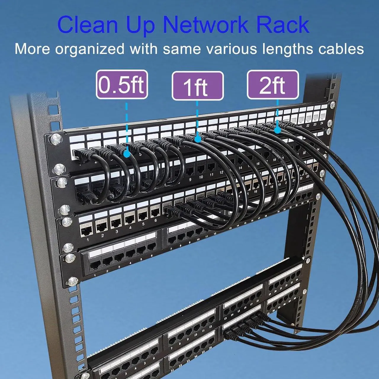 Alt view image 4 of 6 - Cat 6 Ethernet Cable 5FT 10Pack, Cat6 Ethernet Patch Cable 10Gbps, High-Speed UTP Cat6 Network Cable Pure Copper, Cat 6 Cable for Home and Office Network, Black